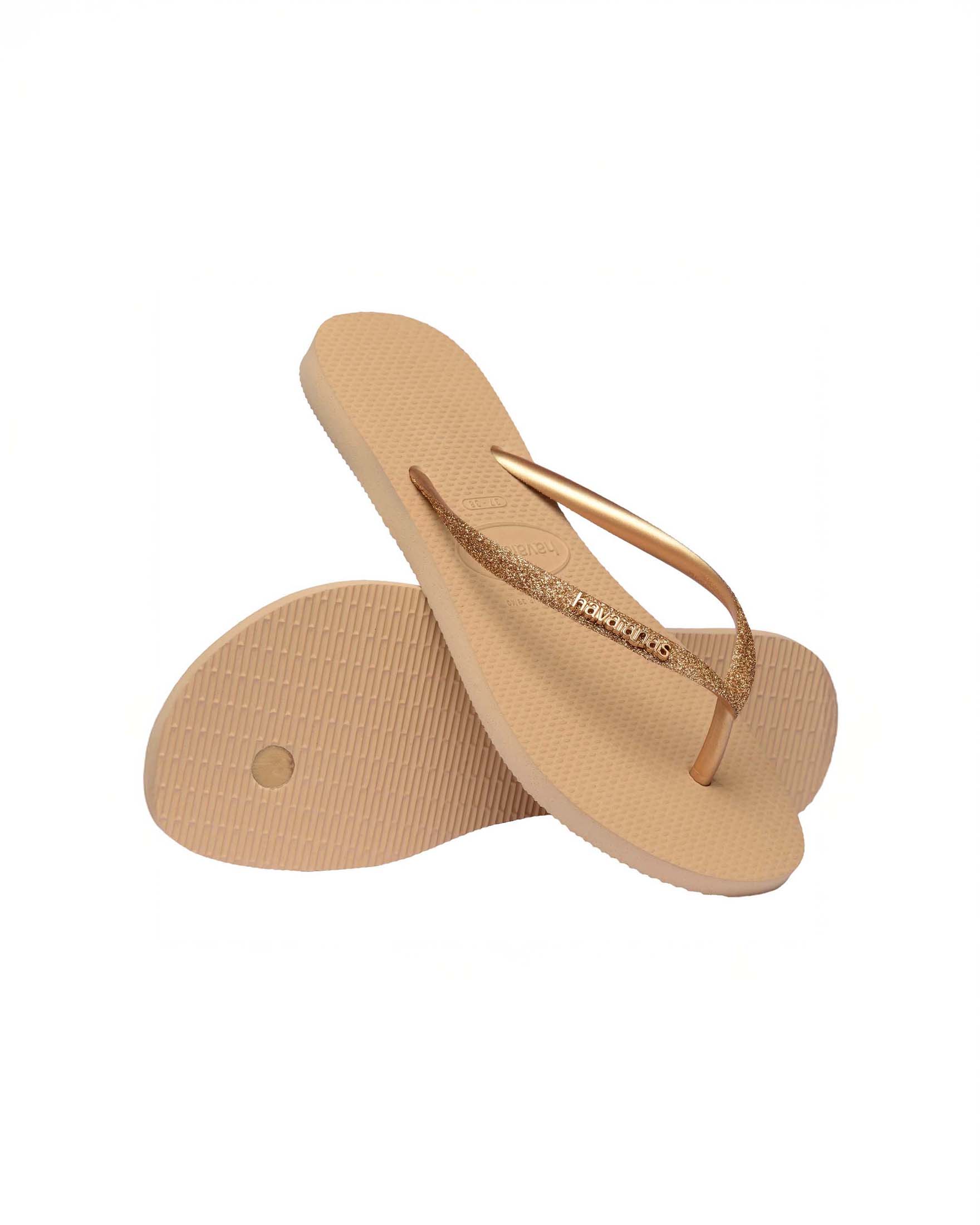 Havaianas Slim Glitter II color sabbia con fascetta glitterata image
