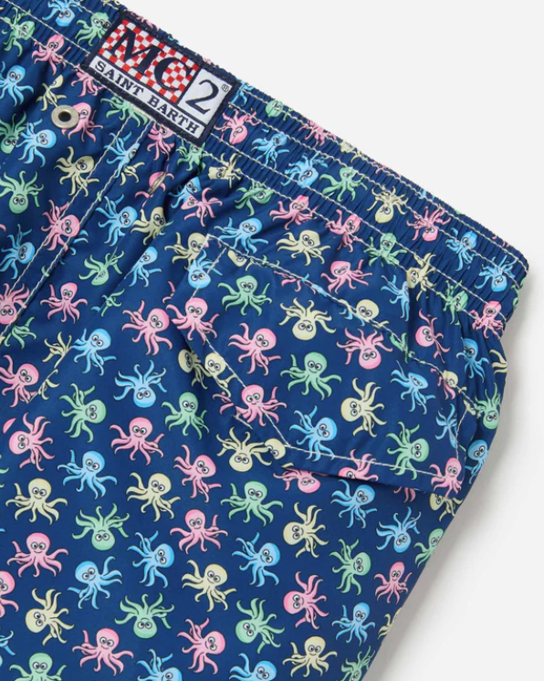 Boxer mare MC2 Saint Barth blu con fantasia polipi multicolor