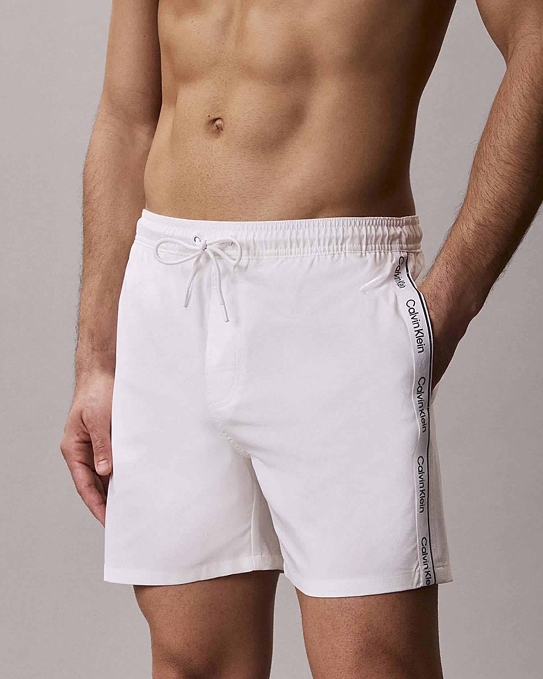 Boxer mare Calvin Klein Beachwear bianchi in tessuto elasticizzato con nastro logato