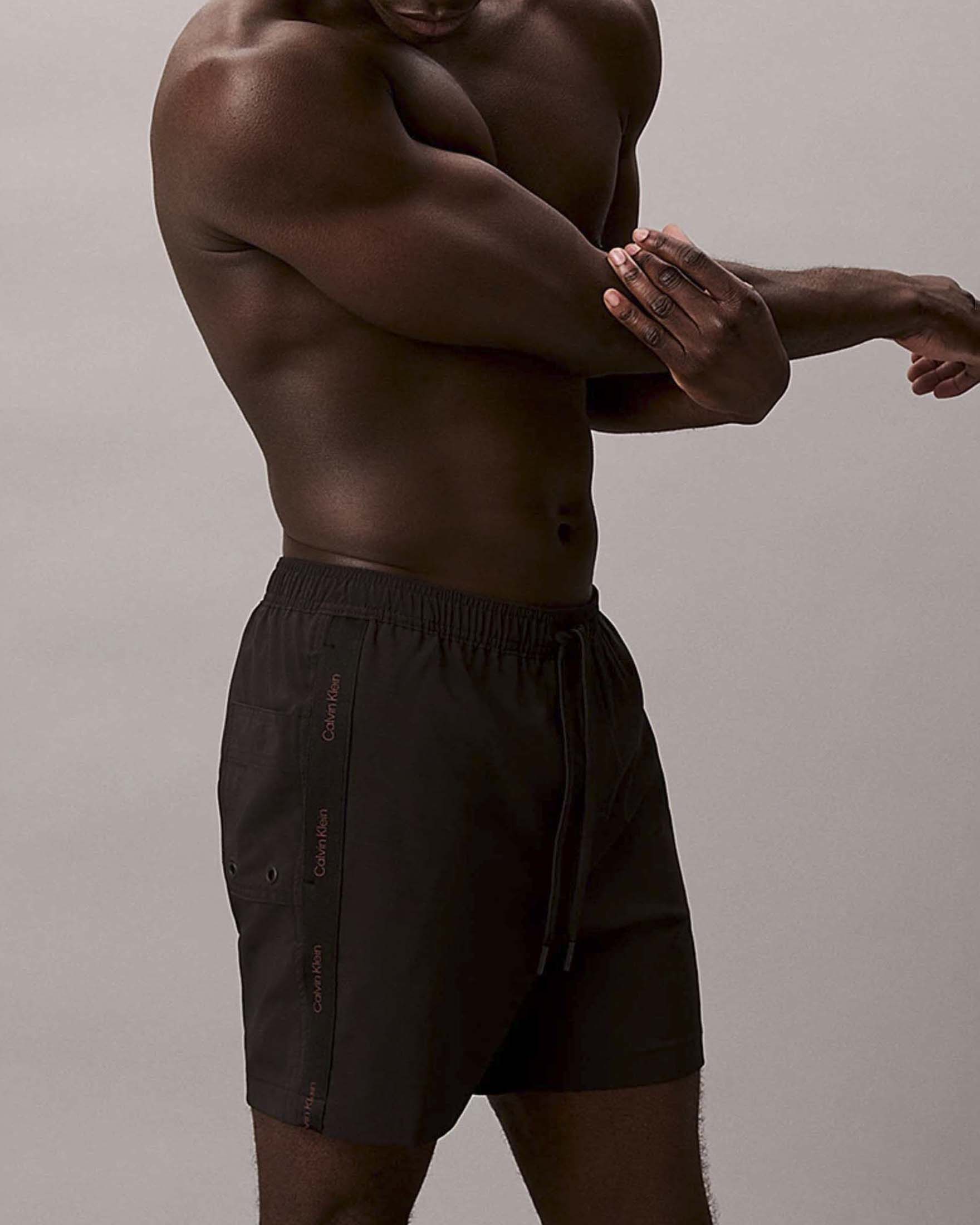 Boxer mare Calvin Klein Beachwear neri in tessuto elasticizzato con nastro logato