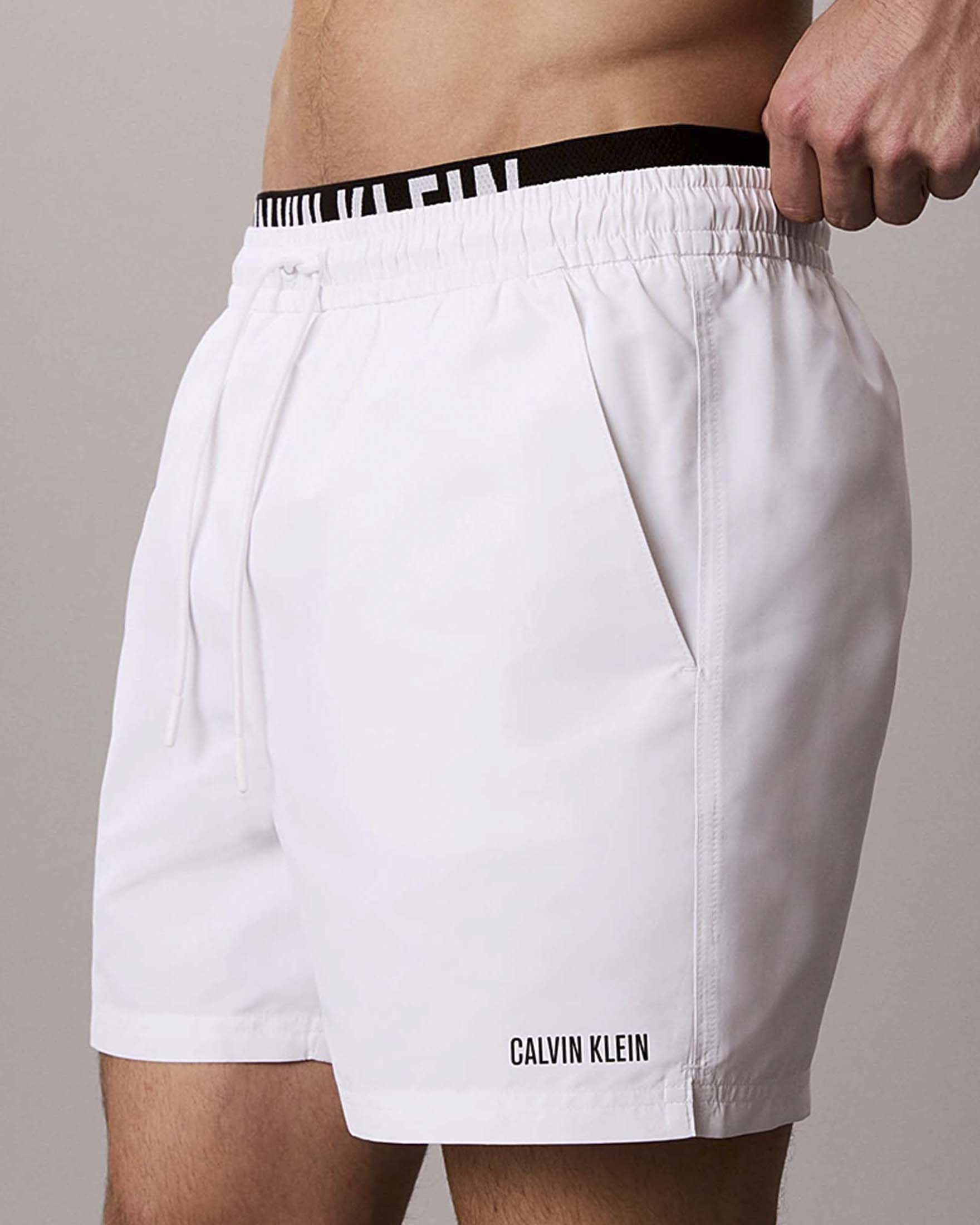 Boxer mare Calvin Klein Beachwear bianco con doppia fascia logata