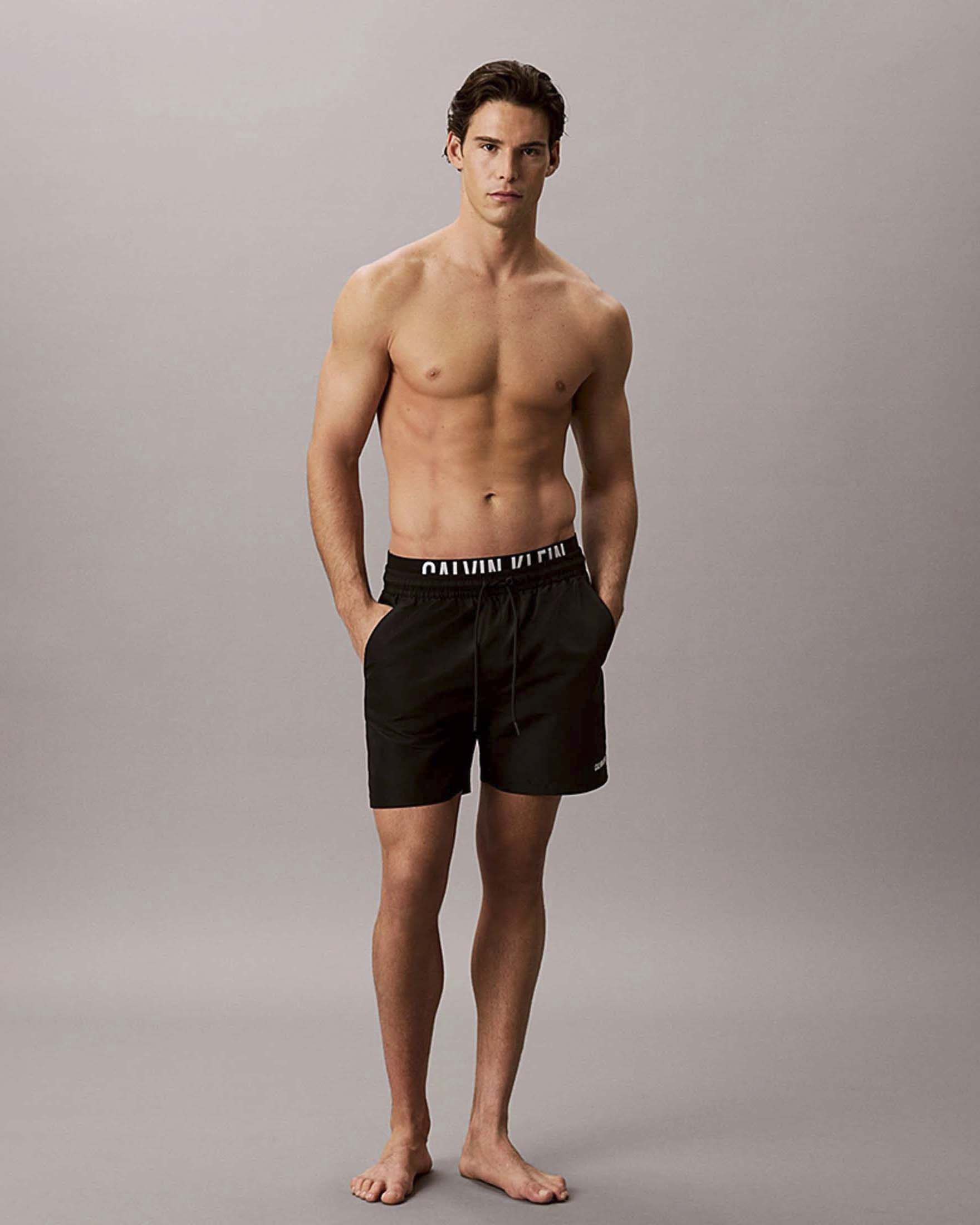Boxer mare Calvin Klein Beachwear nero con doppia fascia logata