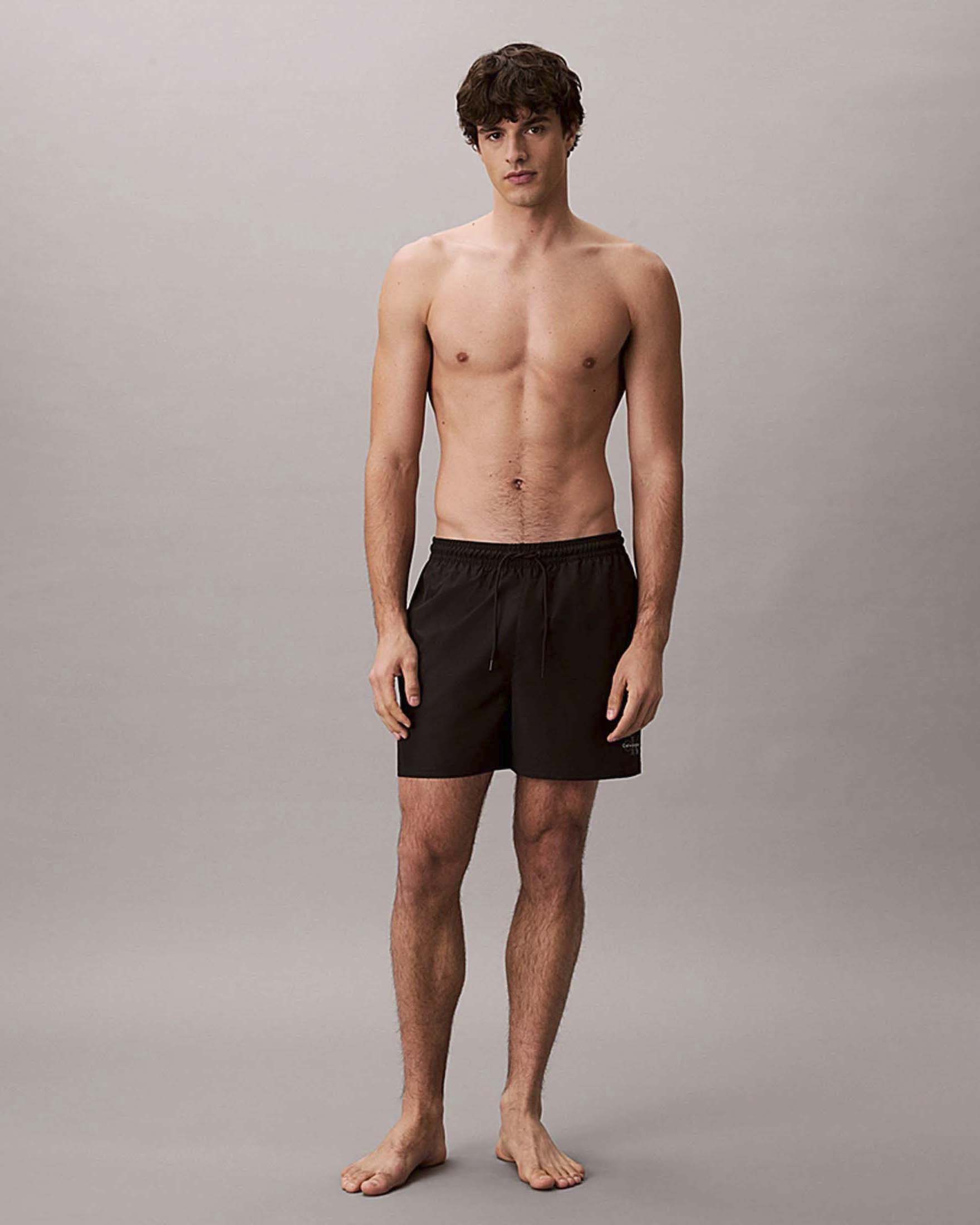 Boxer mare Calvin Klein Beachwear nero con stampa logo monogramma