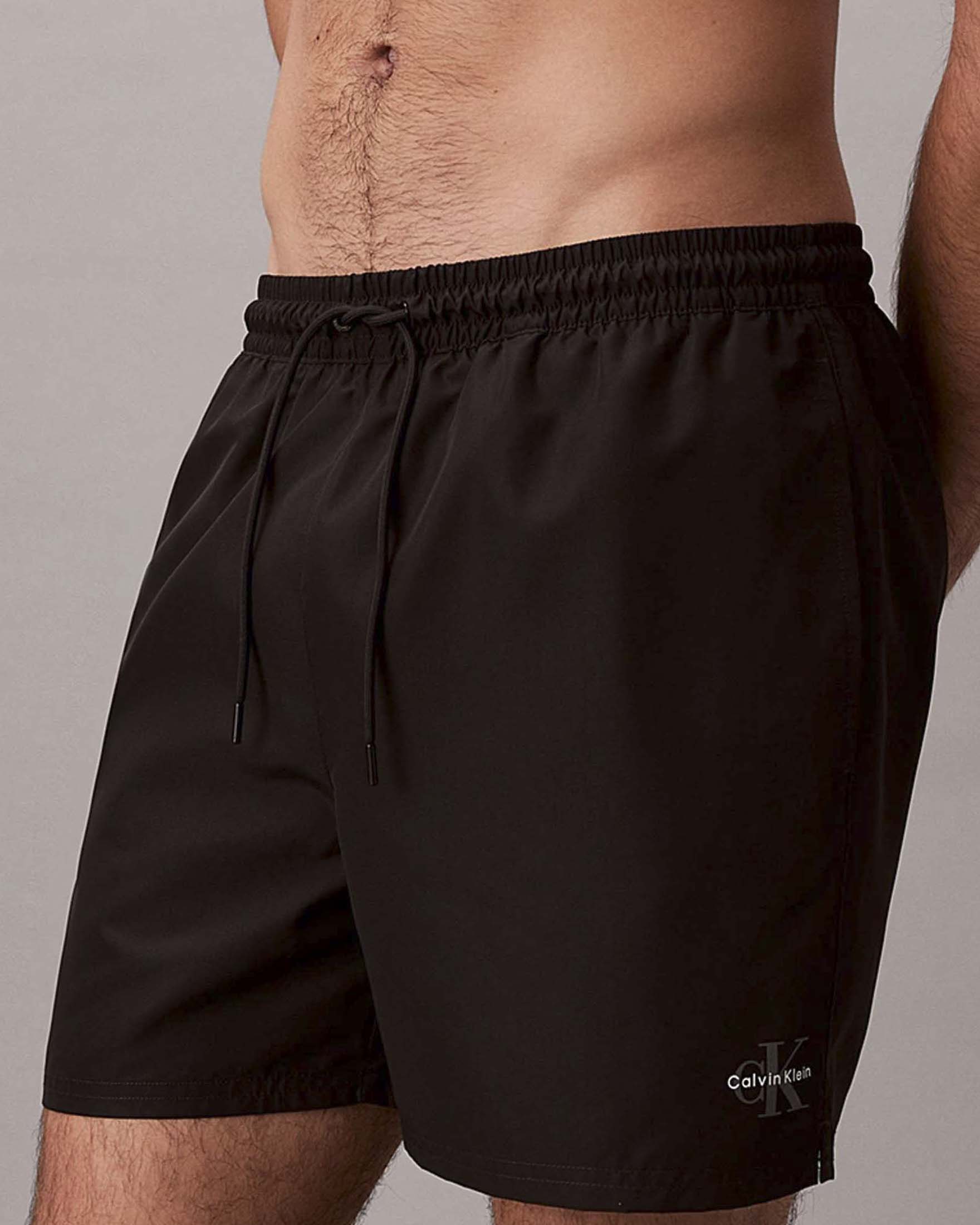 Boxer mare Calvin Klein Beachwear nero con stampa logo monogramma