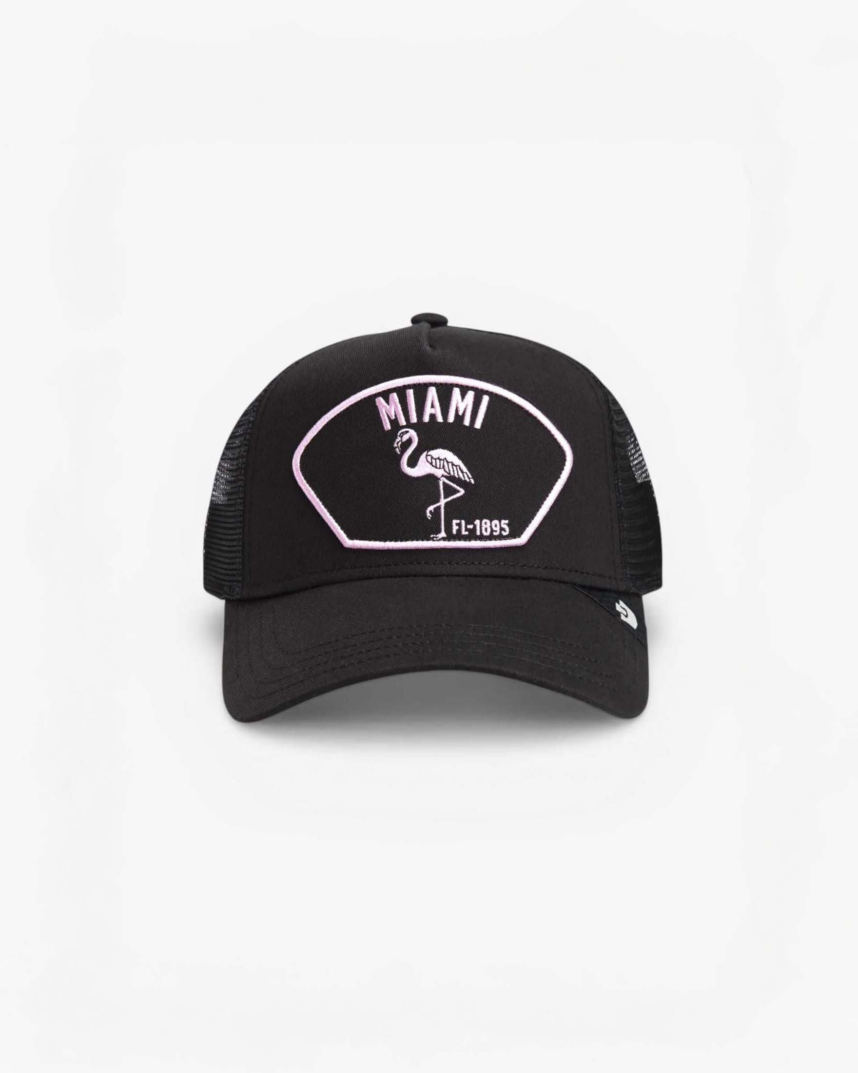 Berretto trucker nero con ricamo Miami