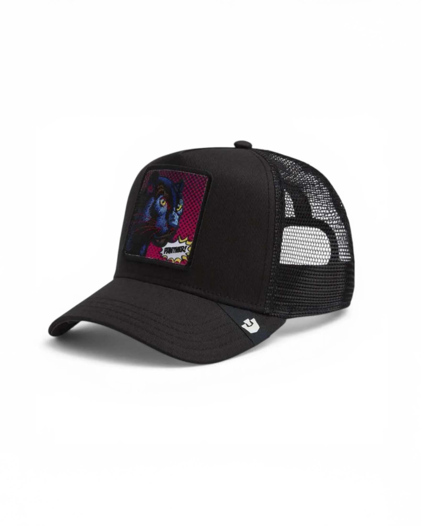 Berretto trucker Goorin Bros nero con patch popart pantera