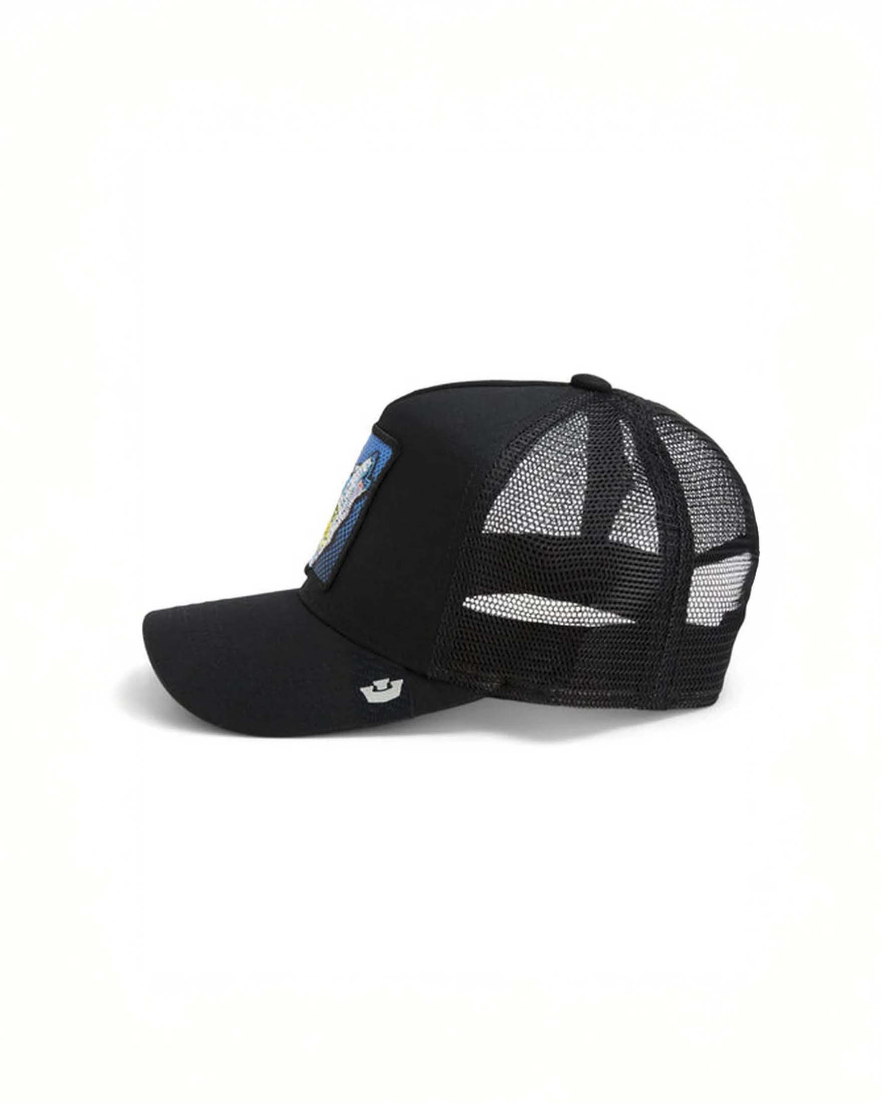 Berretto trucker Goorin Bros nero con patch popart lone wolf