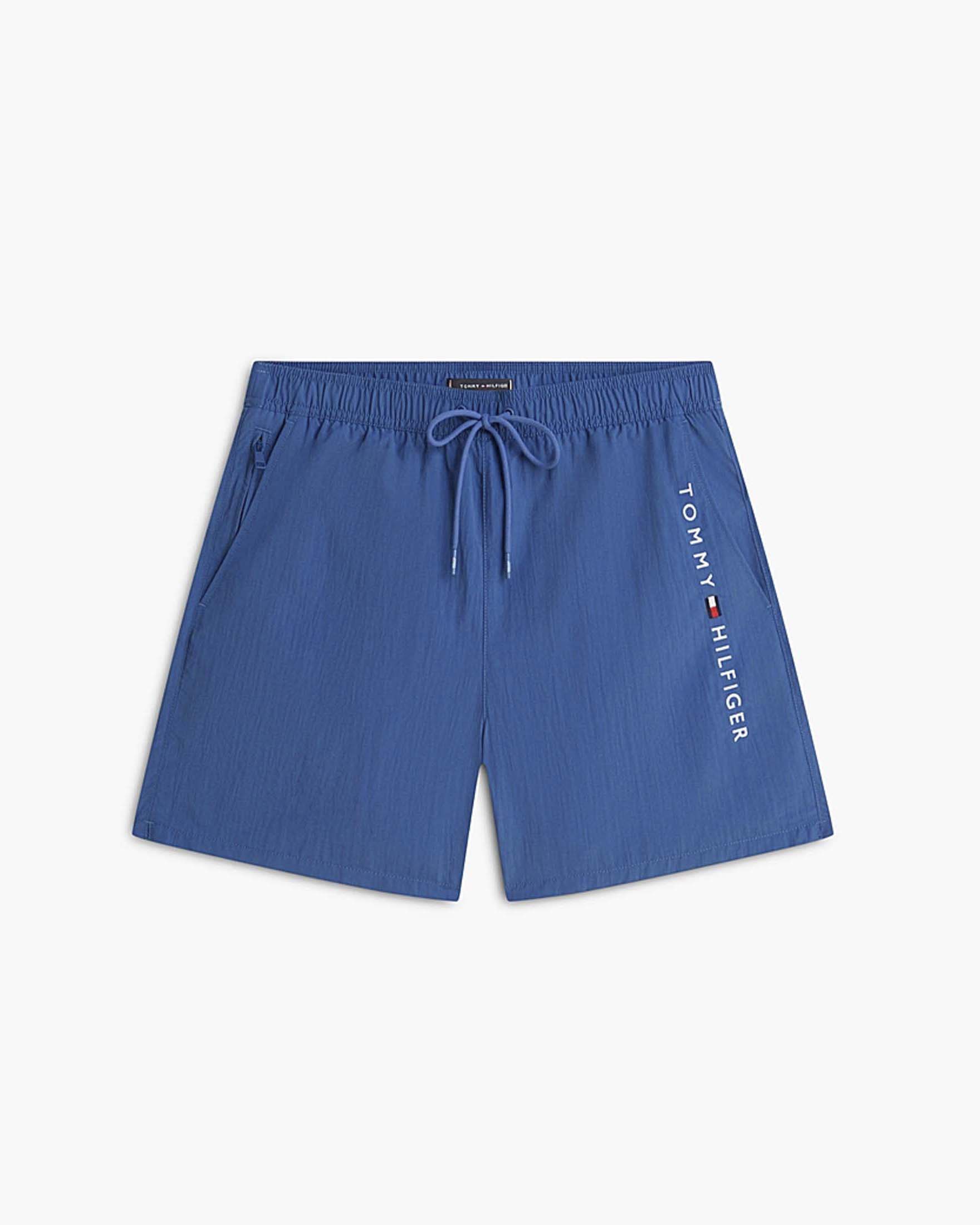 Boxer mare Tommy Hilfiger indaco in nylon con logo ricamato