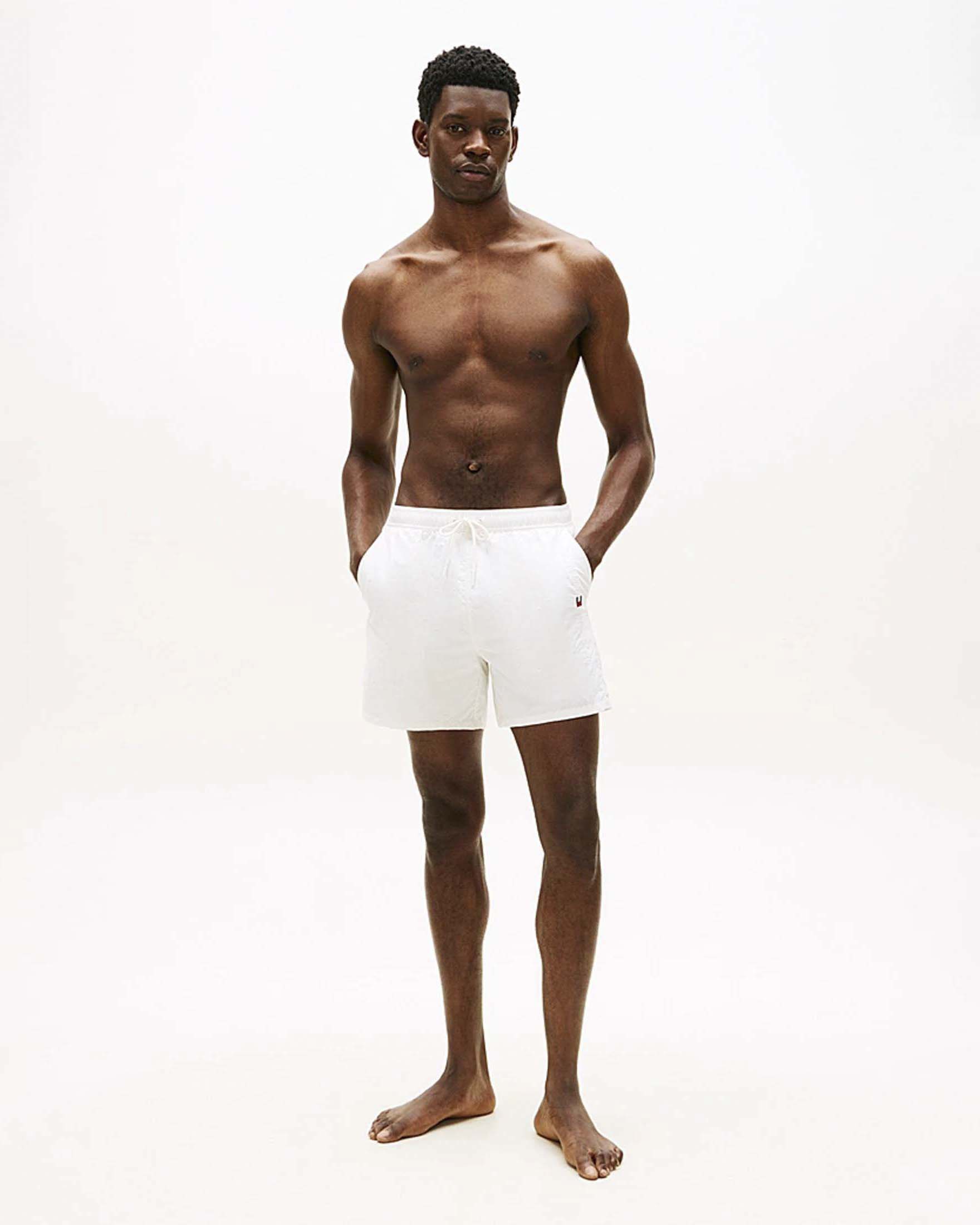 Boxer mare Tommy Hilfiger bianco in nylon con logo ricamato