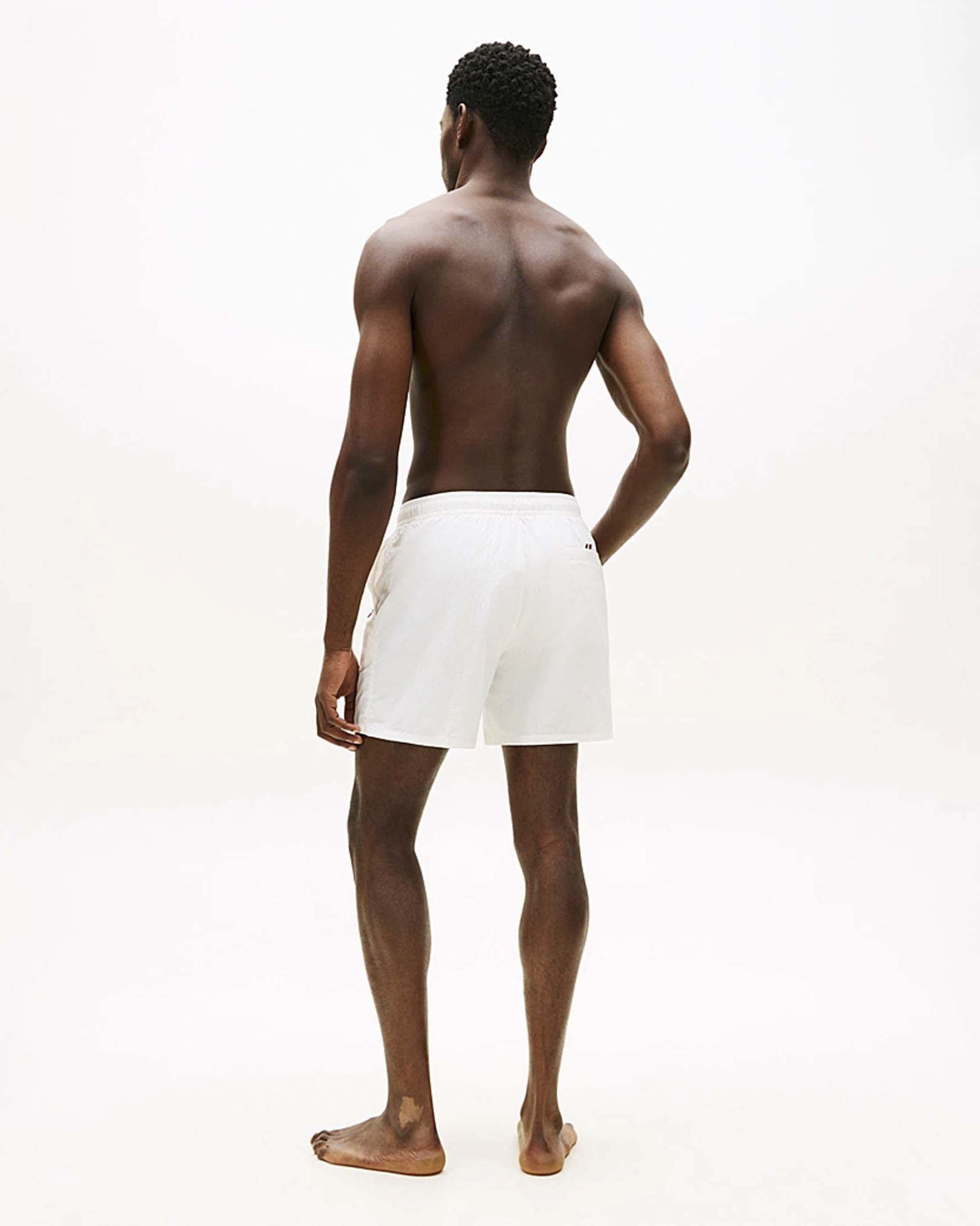 Boxer mare Tommy Hilfiger bianco in nylon con logo ricamato