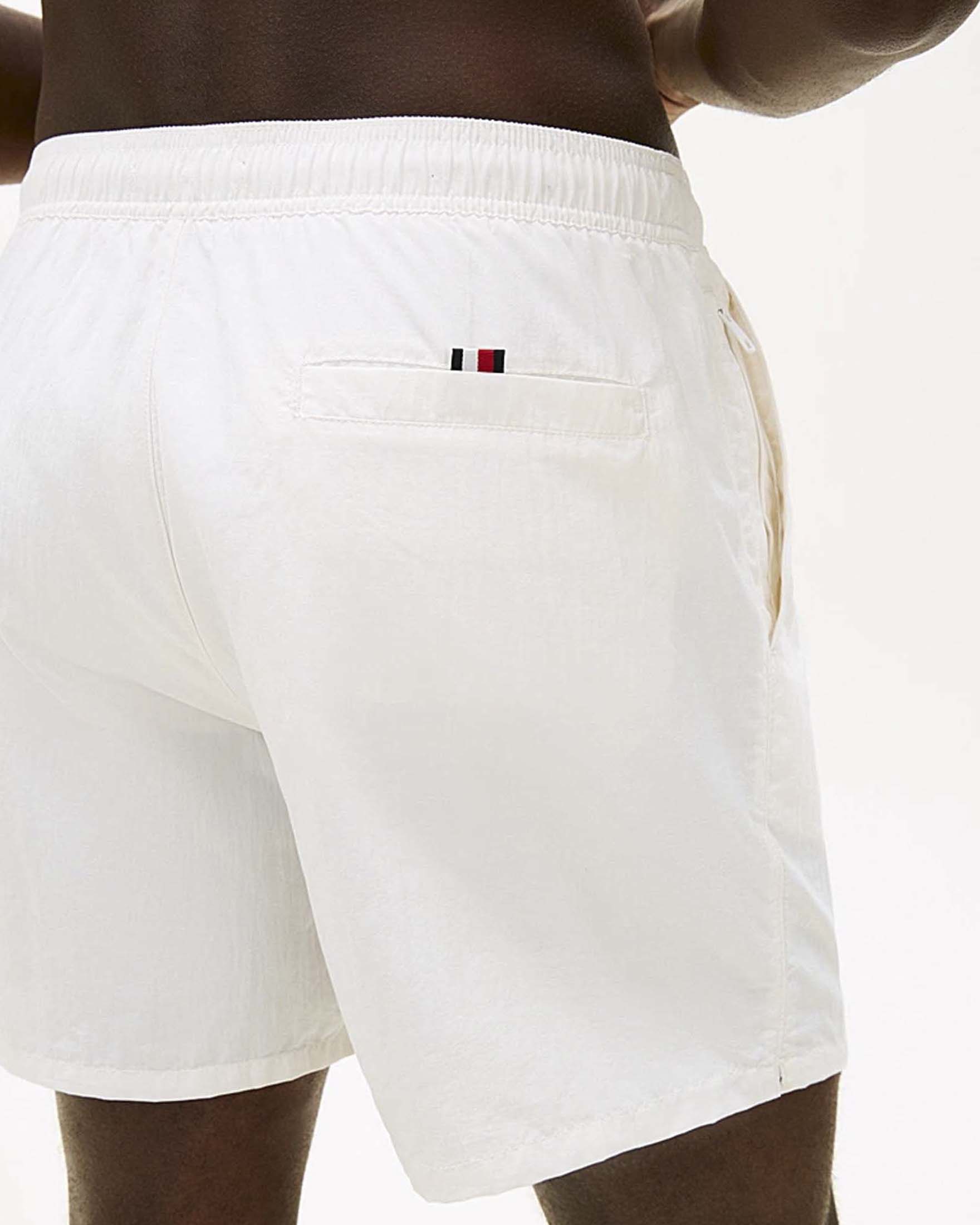 Boxer mare Tommy Hilfiger bianco in nylon con logo ricamato