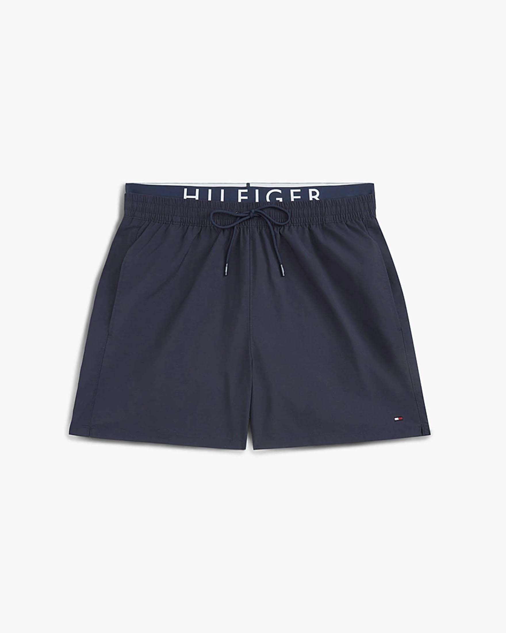Boxer mare Tommy Hilfiger blu in nylon con logo sulla fascia in vita