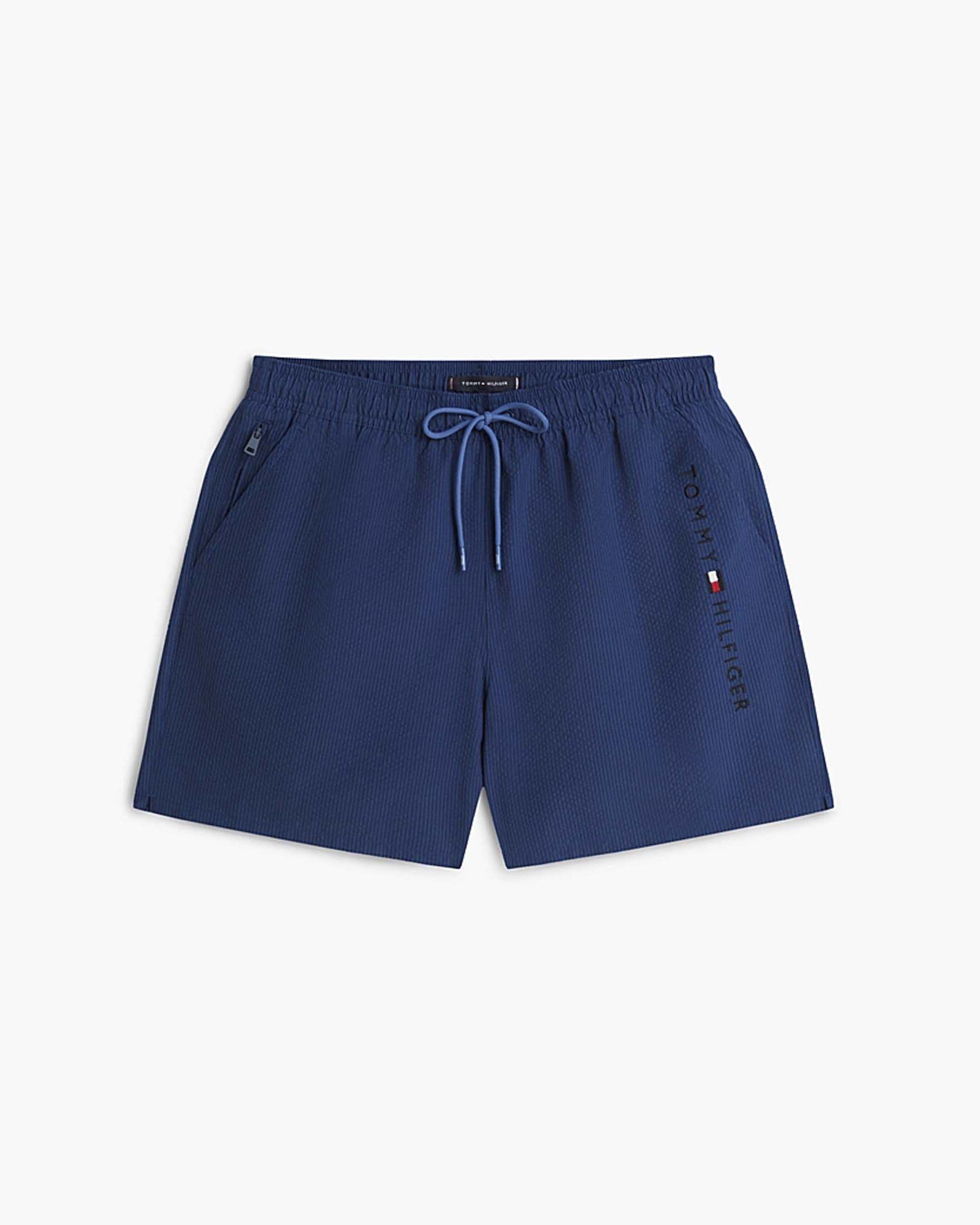 Boxer mare Tommy Hilfiger indaco con coulisse e logo ricamato