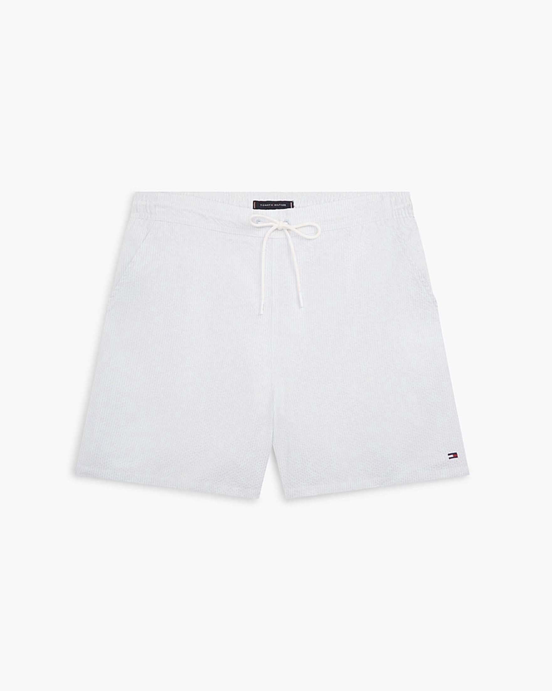Boxer mare Tommy Hilfiger avorio con motivo a righe e logo ricamato