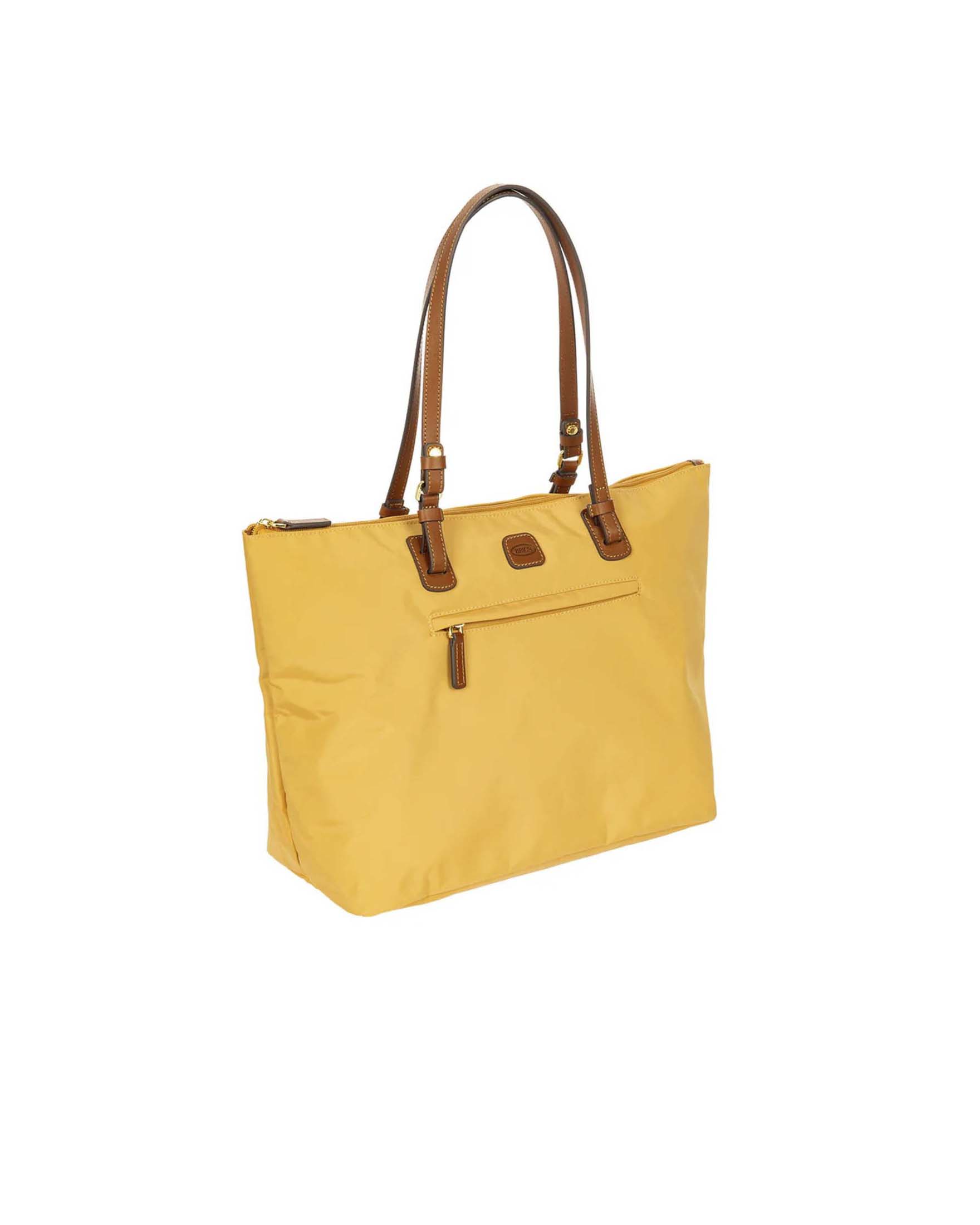 Shopping Bag Sportina 3 in 1 Grande Bric's ocra in tessuto impermeabile con manici in pelle image