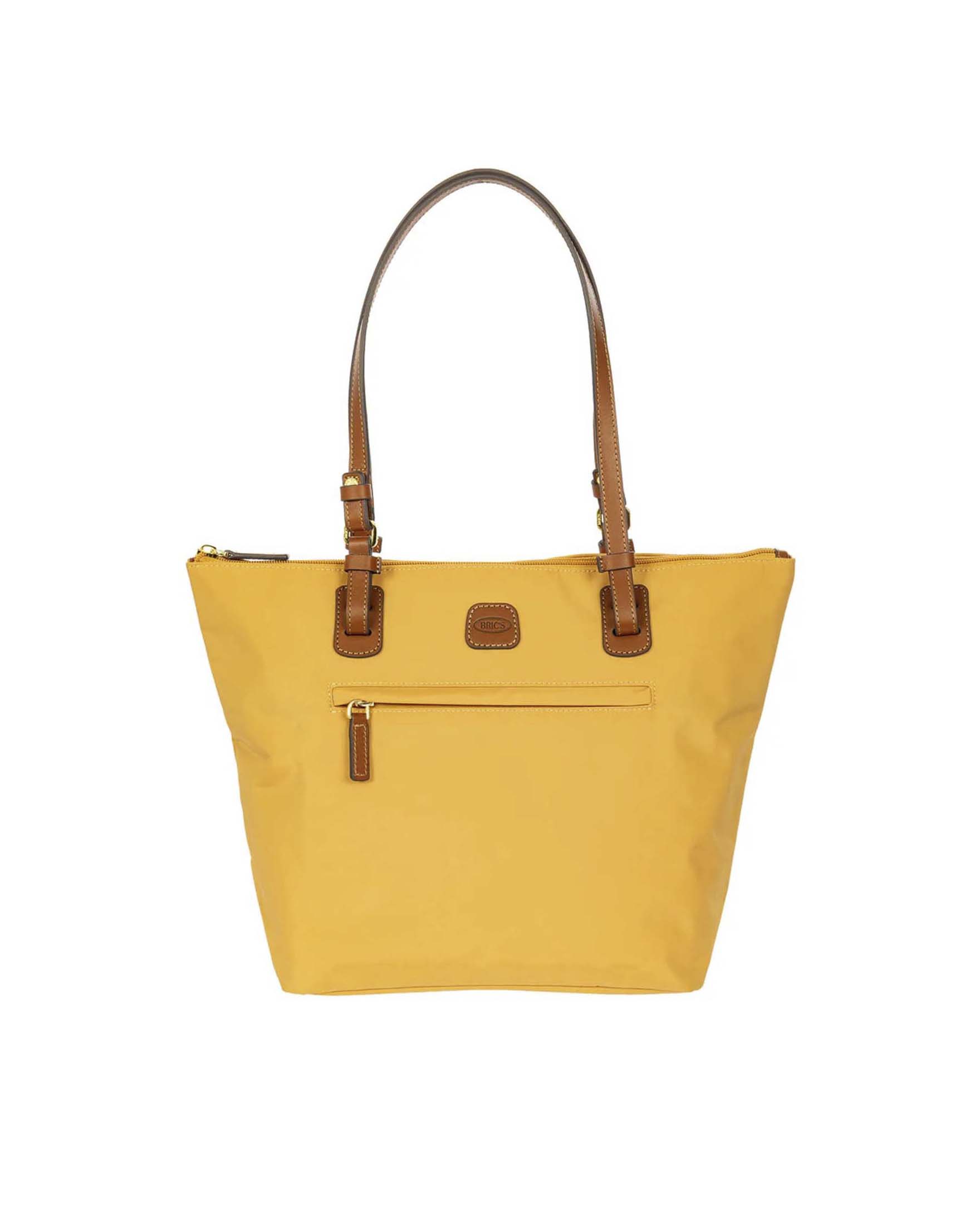 Shopping Bag Sportina 3 in 1 Media Bric's ocra in tessuto impermeabile con manici in pelle