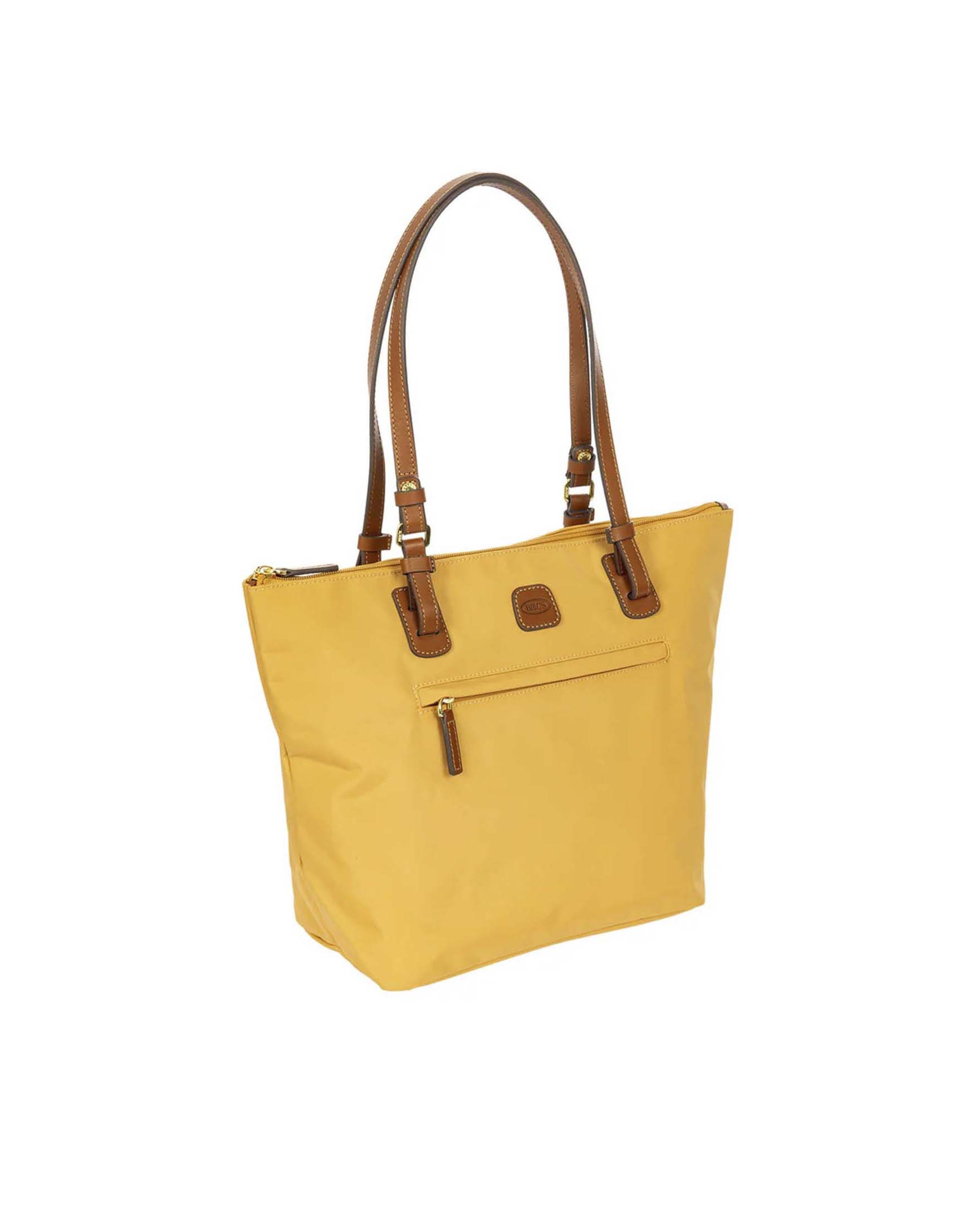 Shopping Bag Sportina 3 in 1 Media Bric's ocra in tessuto impermeabile con manici in pelle image