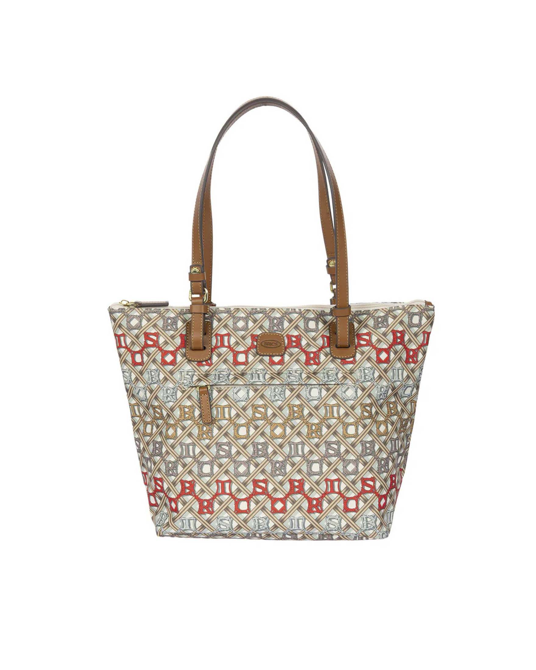 Shopping Bag Sportina 3 in 1 Media Bric's impermeabile con manici in pelle e stampa effetto macramé