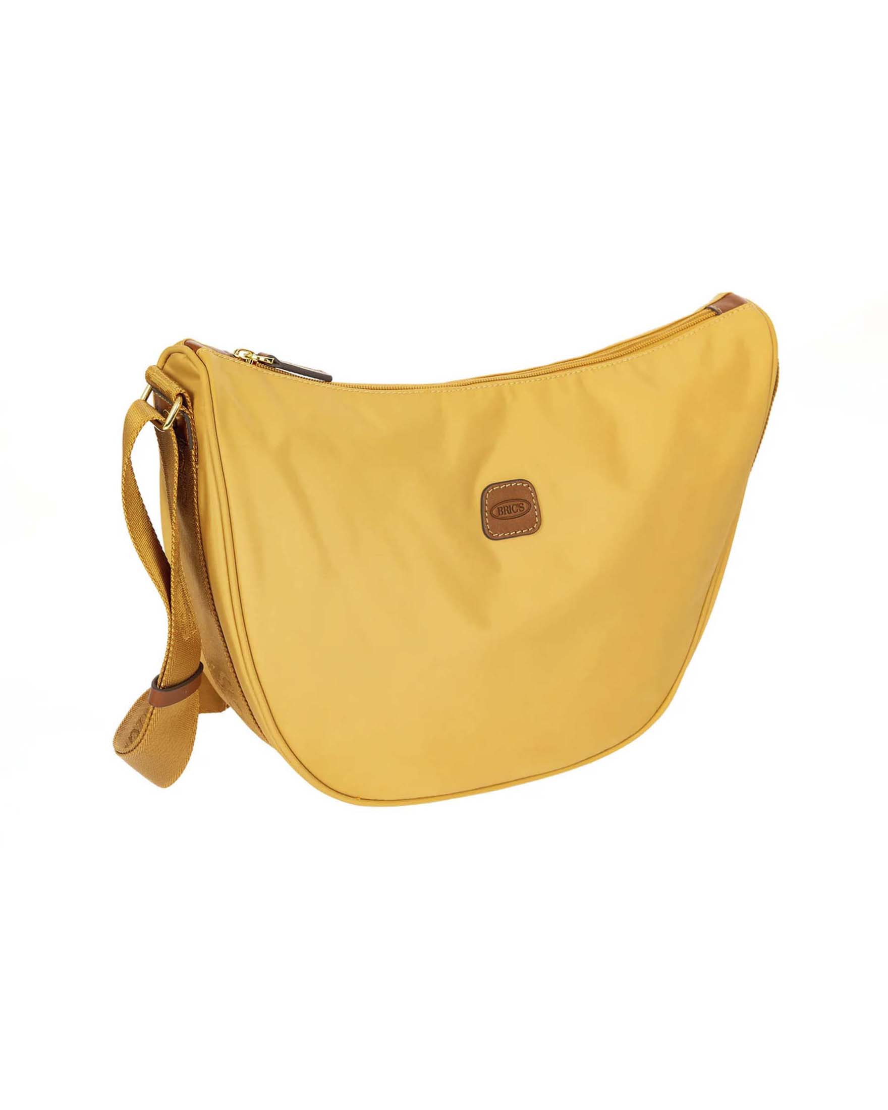 Borsa Mezzaluna Media X-Collection Piccola Bric's ocra in tessuto impermeabile con zip esterna image