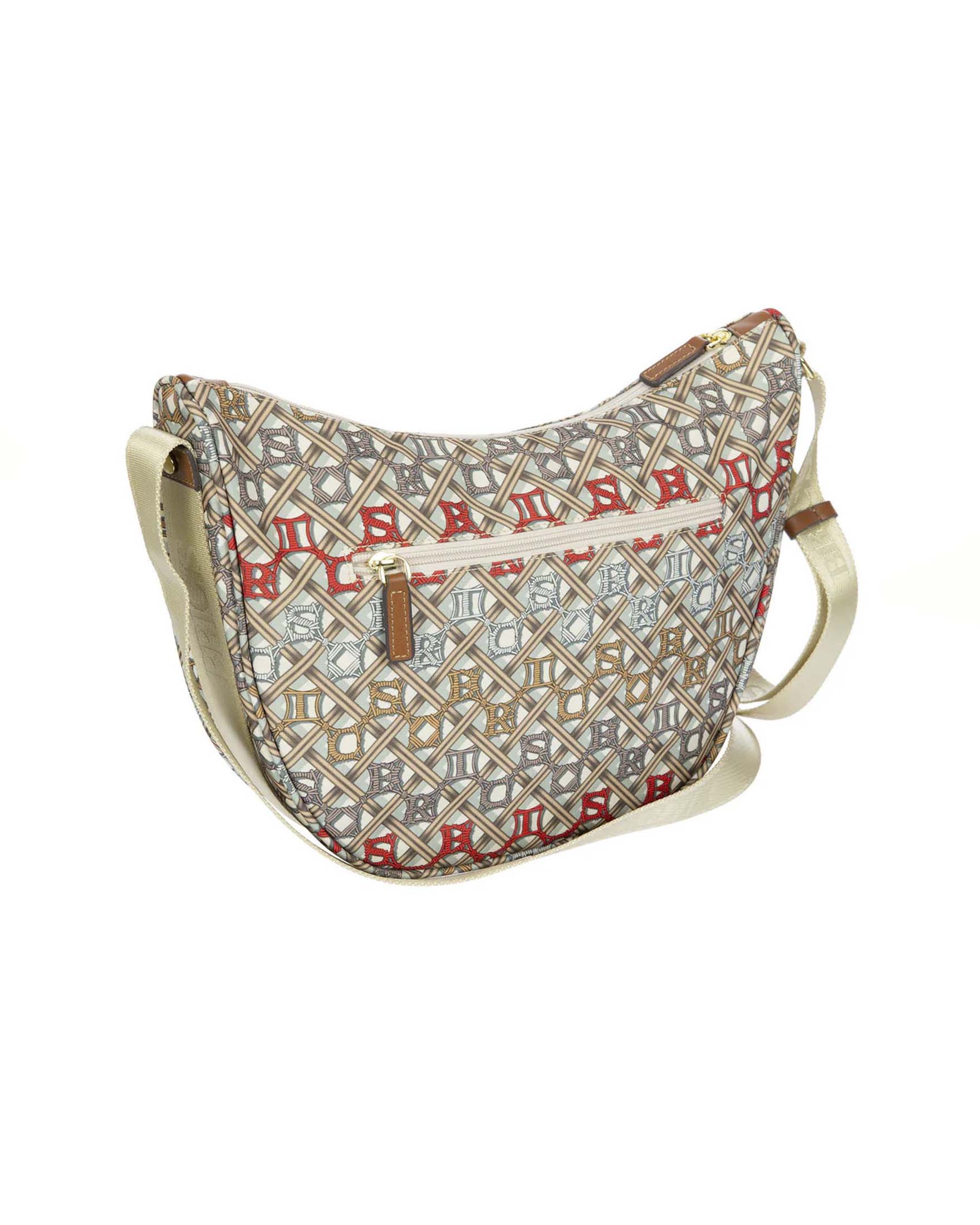Borsa Mezzaluna Media X-Collection Piccola Bric's impermeabile a stampa macramé con zip esterna