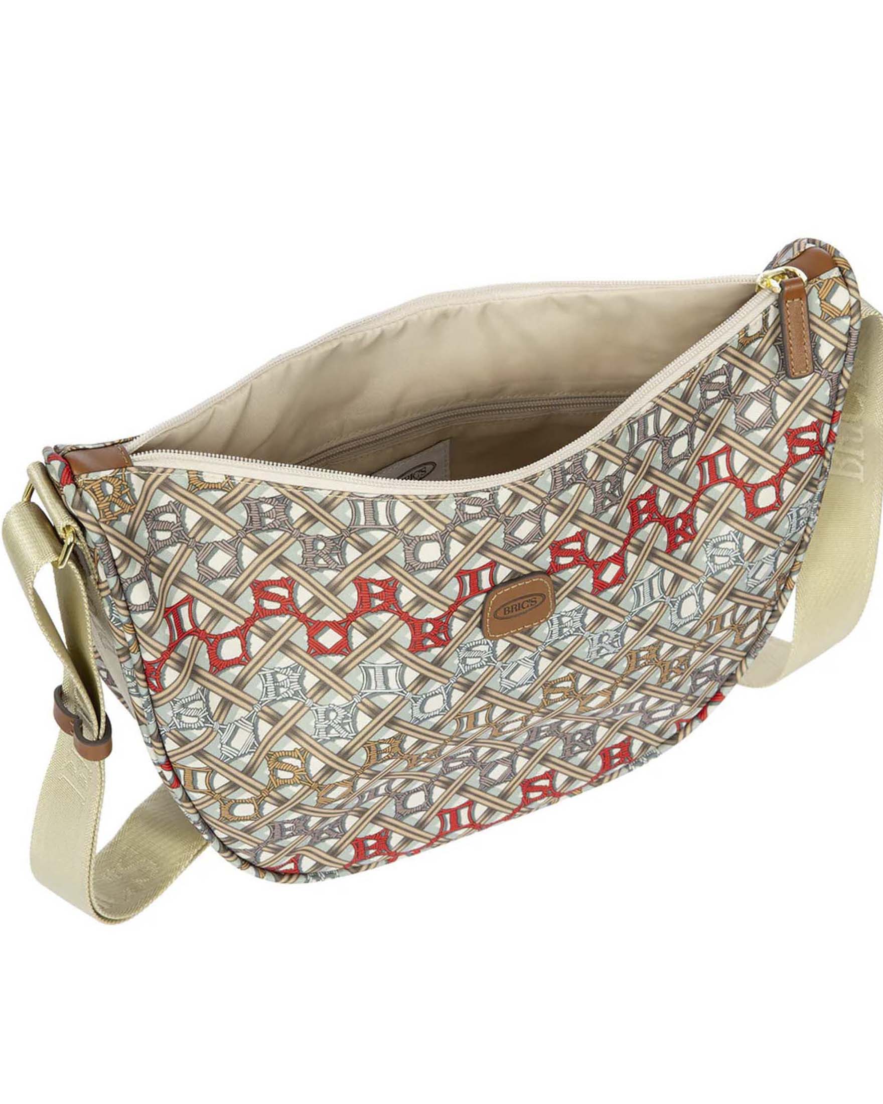 Borsa Mezzaluna Media X-Collection Piccola Bric's impermeabile a stampa macramé con zip esterna