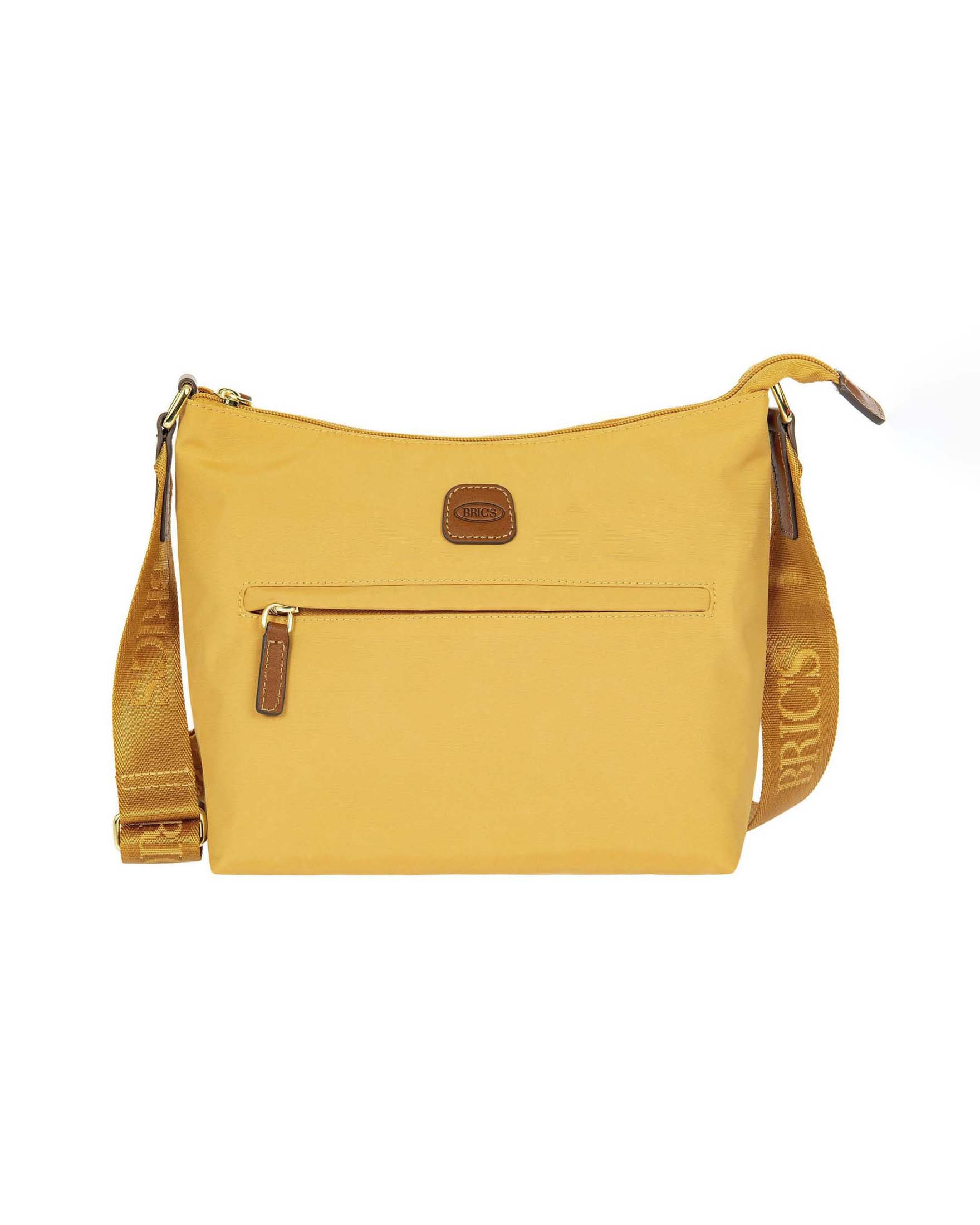Borsa a Tracolla Piccola X-Collection ocra in tessuto impermeabile con dettagli in pelle