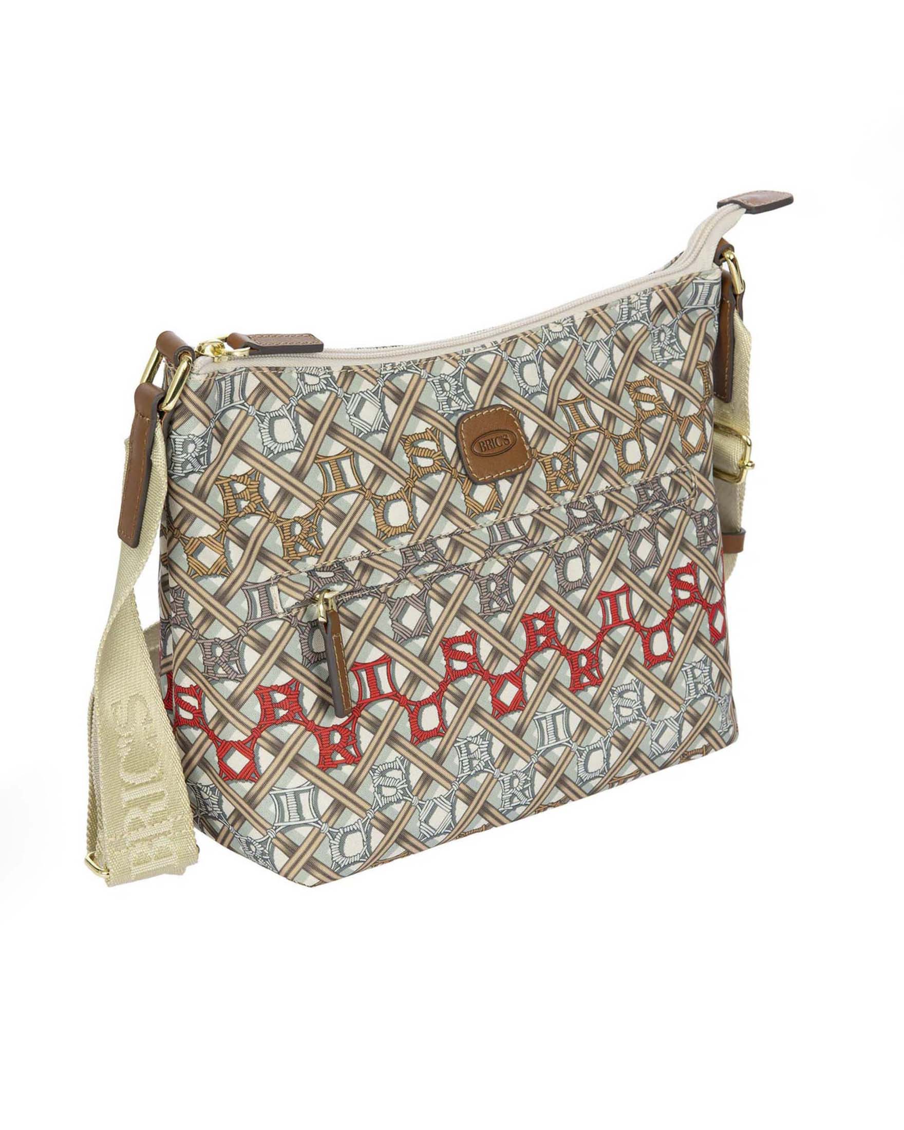 Borsa a Tracolla Piccola X-Collection Bric's impermeabile a stampa macramé con dettagli in pelle image