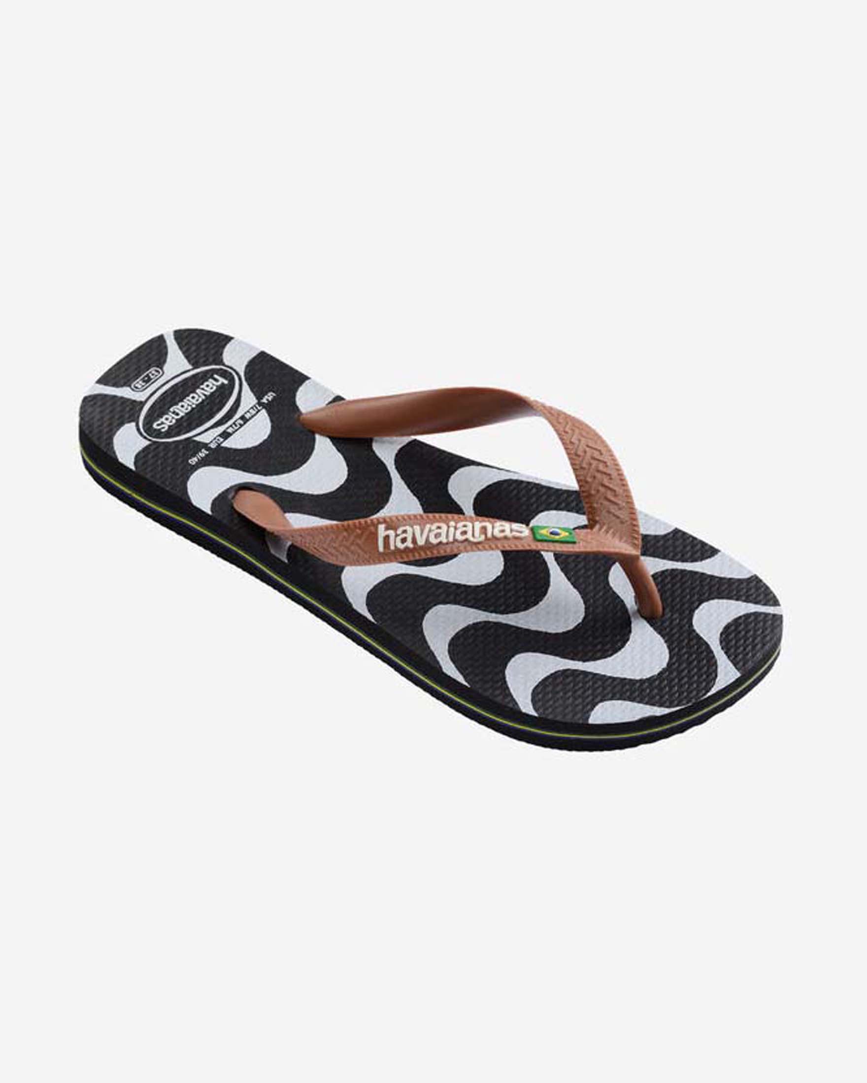 Ciabatte Top Copacabana Havaianas nere a strisce bianche con infradito a contrasto