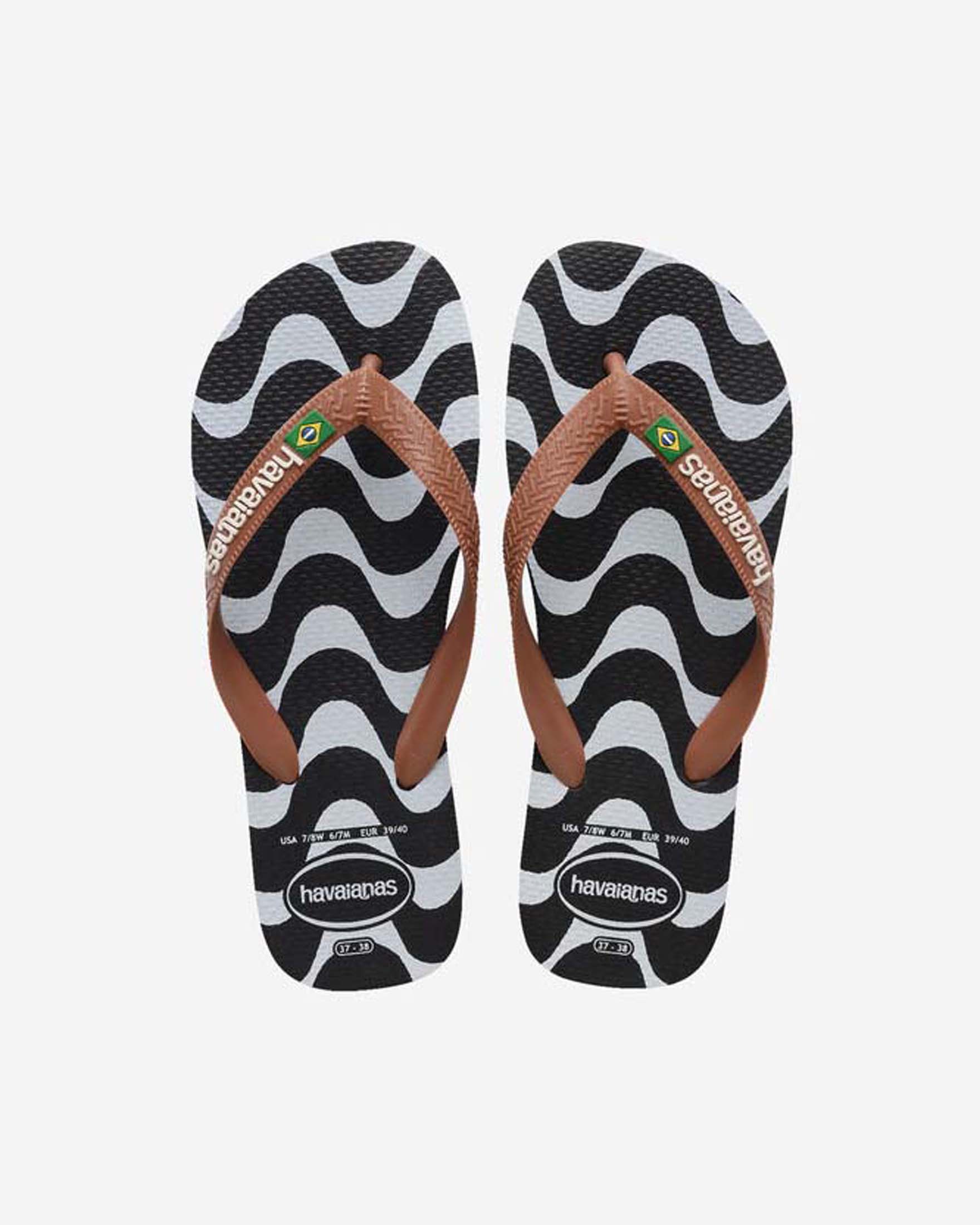 Ciabatte Top Copacabana Havaianas nere a strisce bianche con infradito a contrasto image