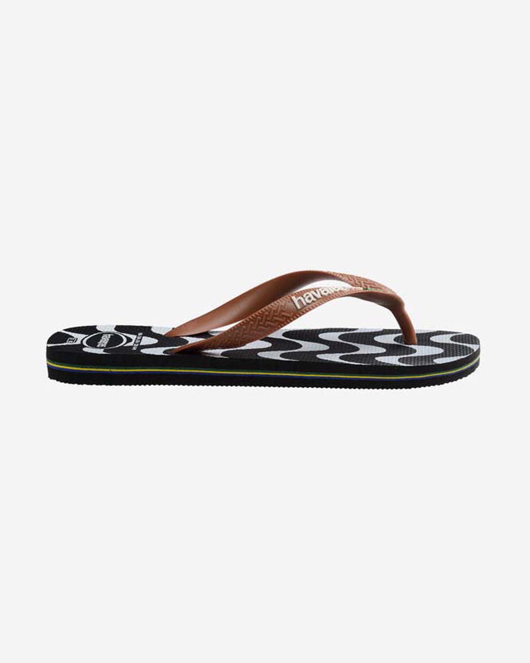 Ciabatte Top Copacabana Havaianas nere a strisce bianche con infradito a contrasto