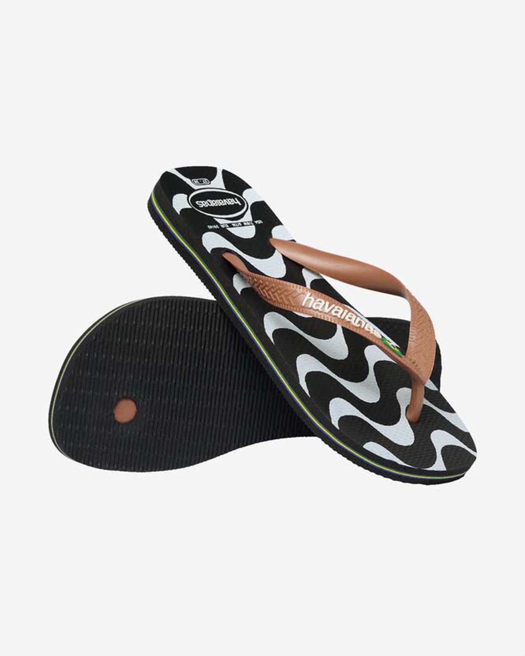 Ciabatte Top Copacabana Havaianas nere a strisce bianche con infradito a contrasto