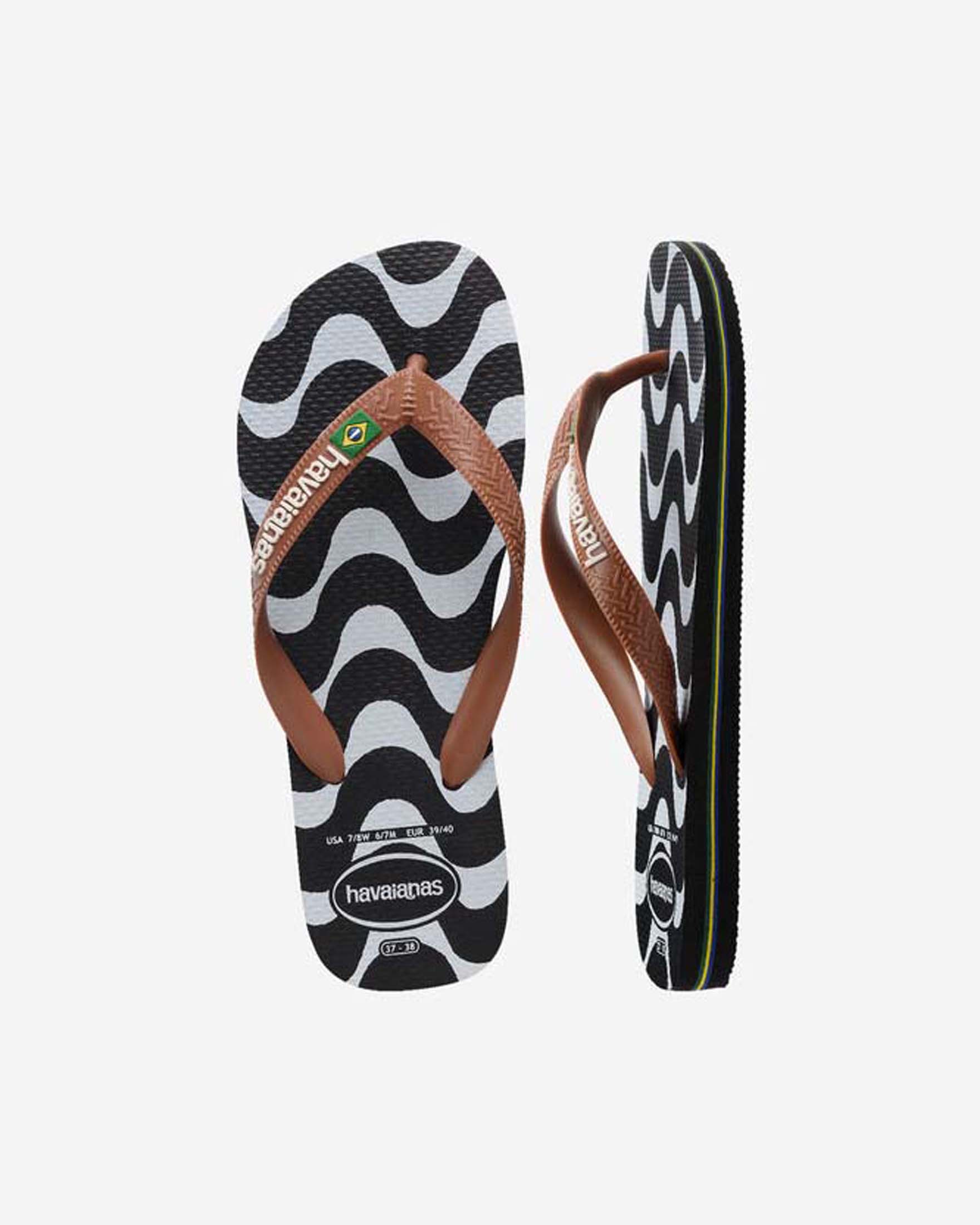 Ciabatte Top Copacabana Havaianas nere a strisce bianche con infradito a contrasto