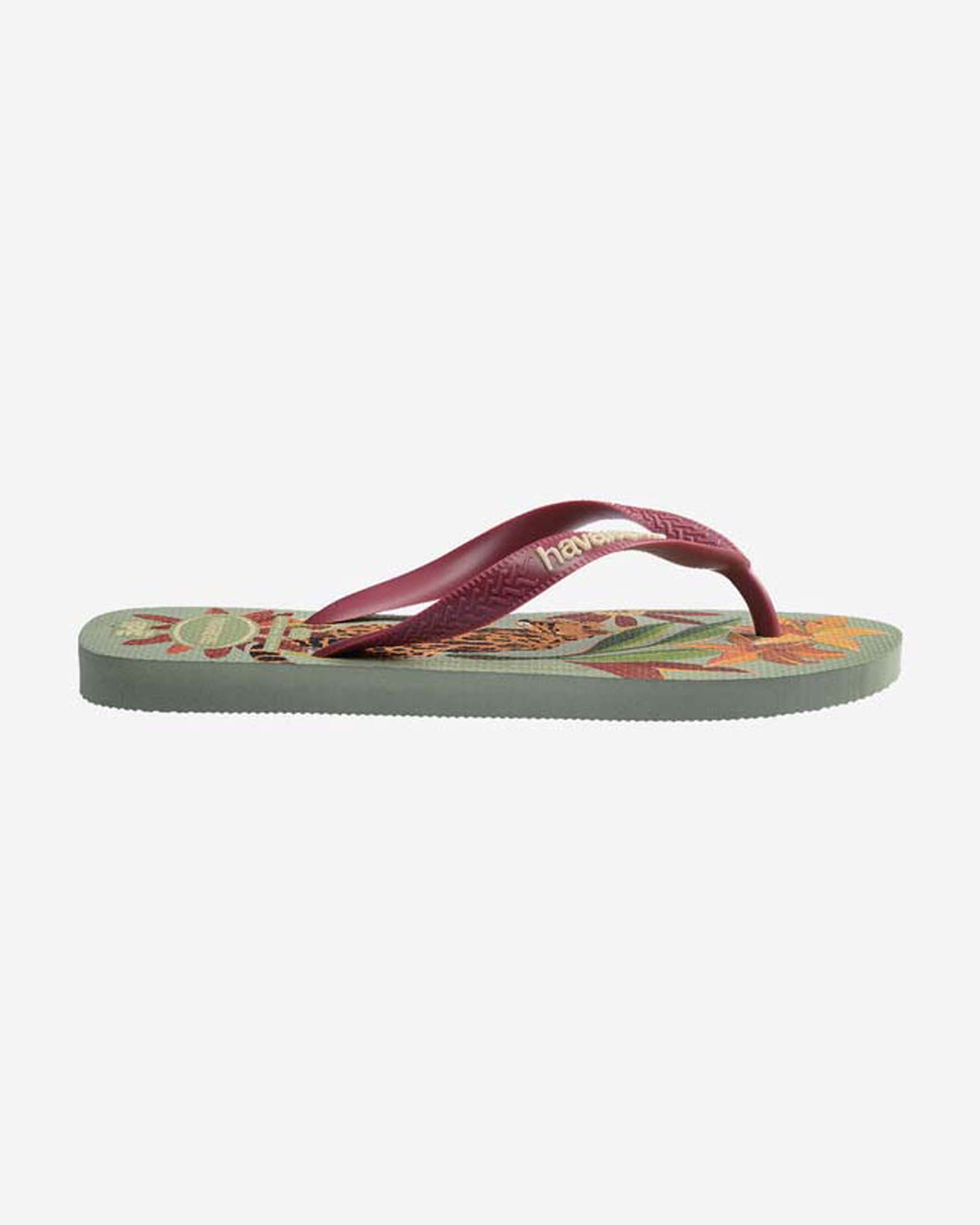Ciabatte  IPÊ Havaianas salvia con stampa esotica e infradito bordeaux