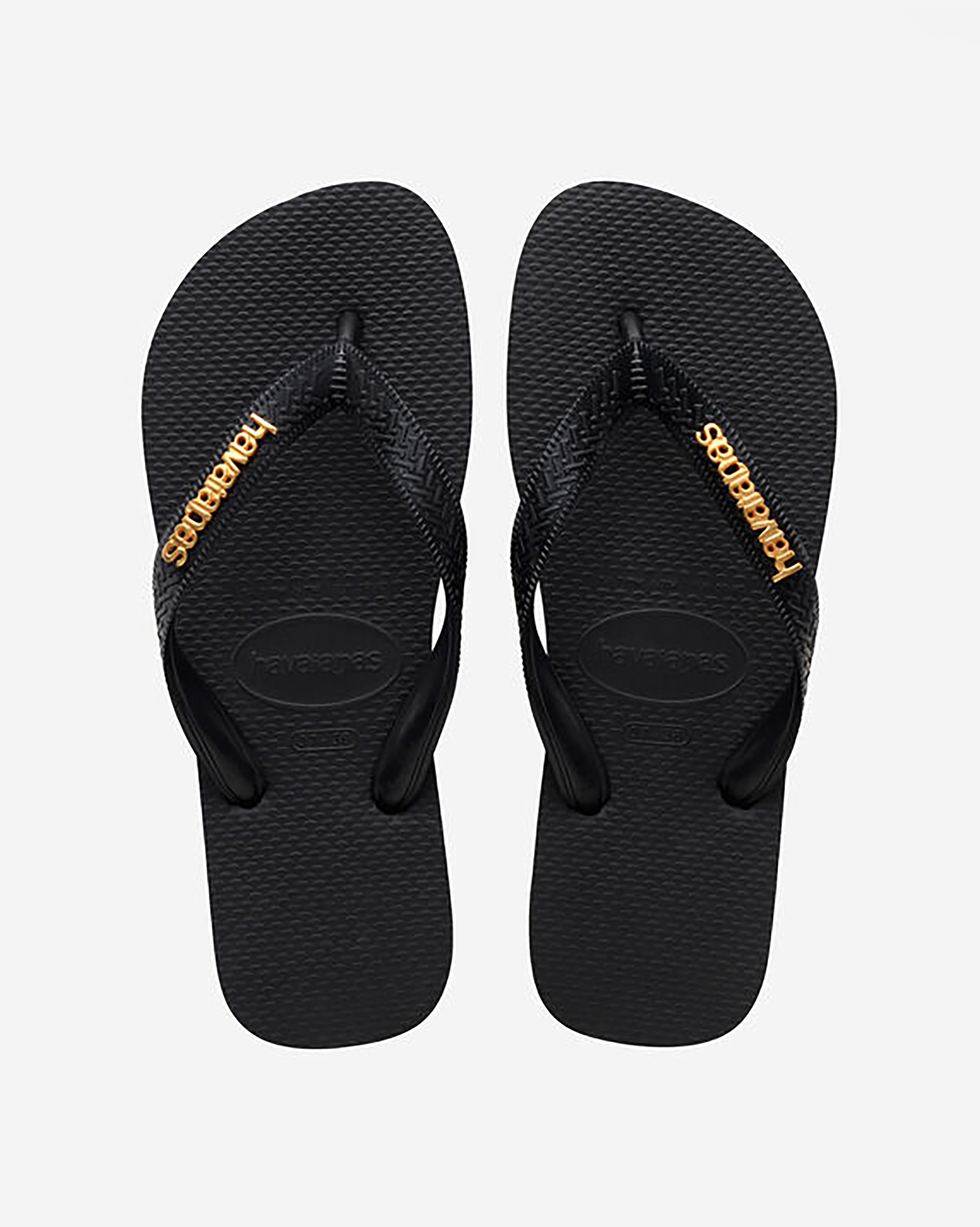 Ciabatte infradito Top Logo Metallic Havaianas nere con logo metallico dorato