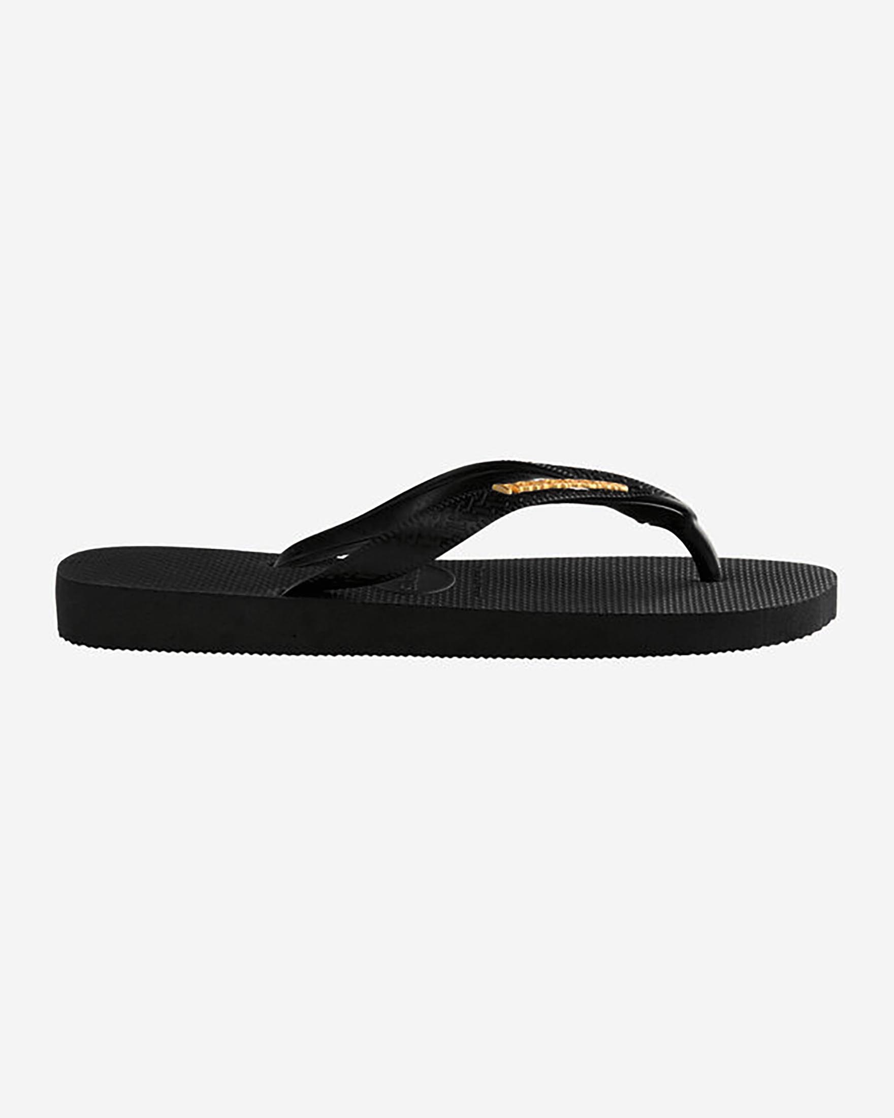 Ciabatte infradito Top Logo Metallic Havaianas nere con logo metallico dorato