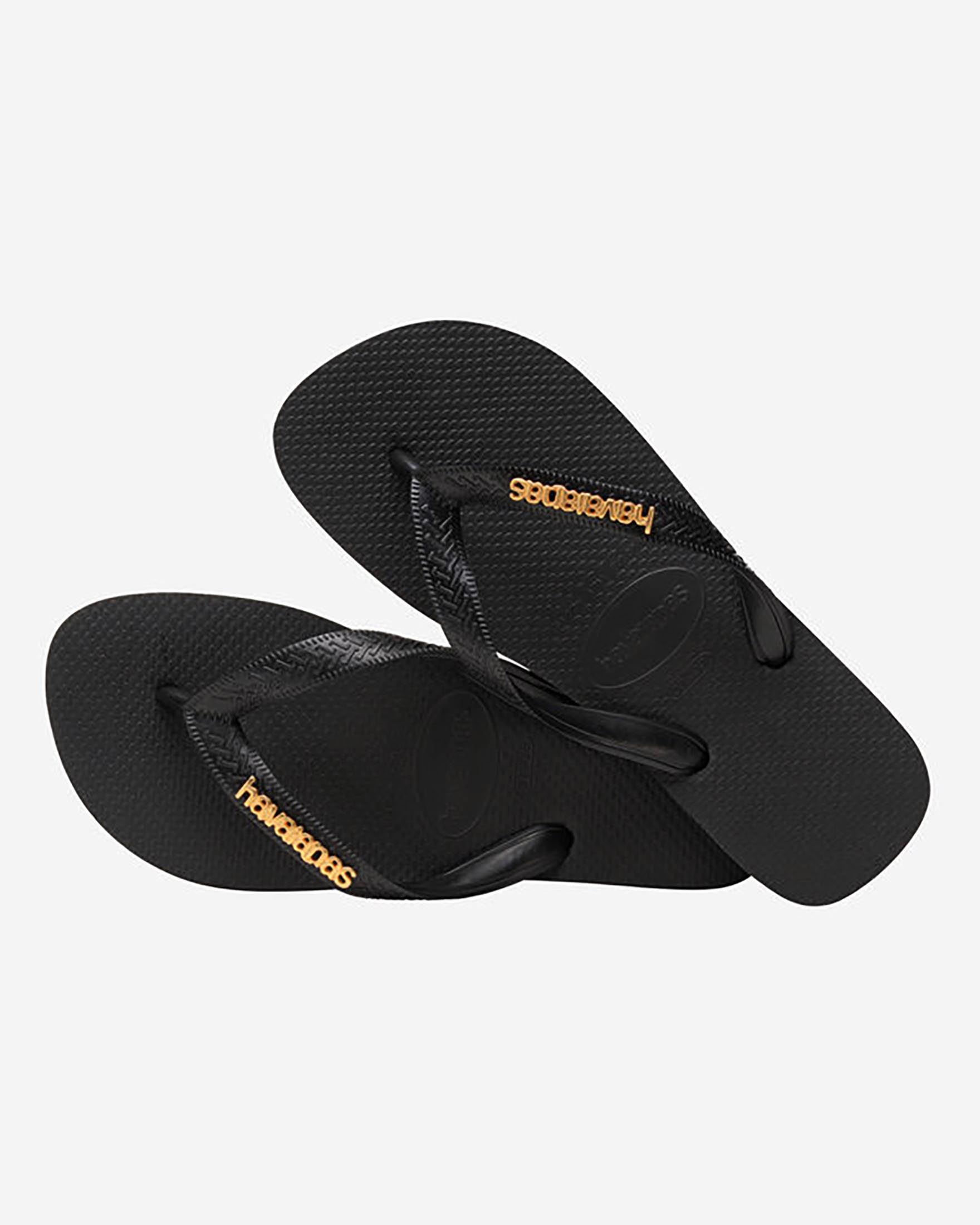 Ciabatte infradito Top Logo Metallic Havaianas nere con logo metallico dorato