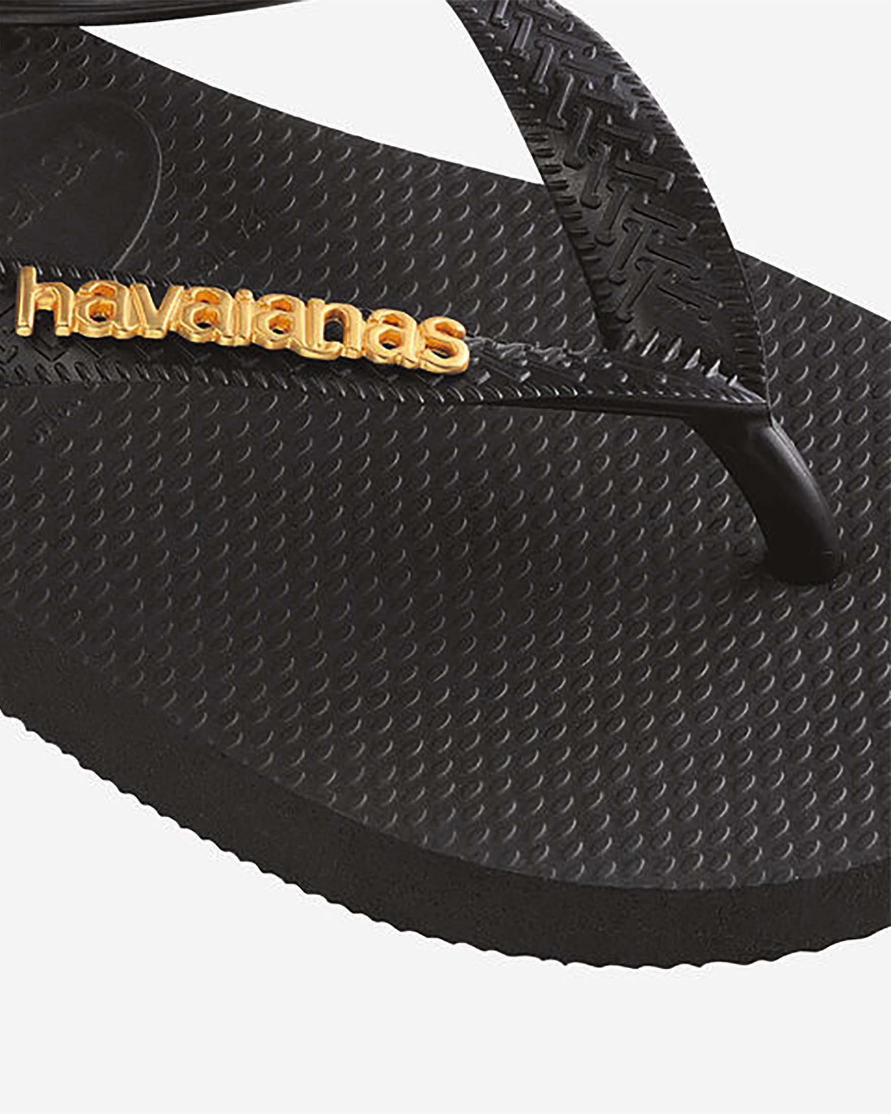 Ciabatte infradito Top Logo Metallic Havaianas nere con logo metallico dorato
