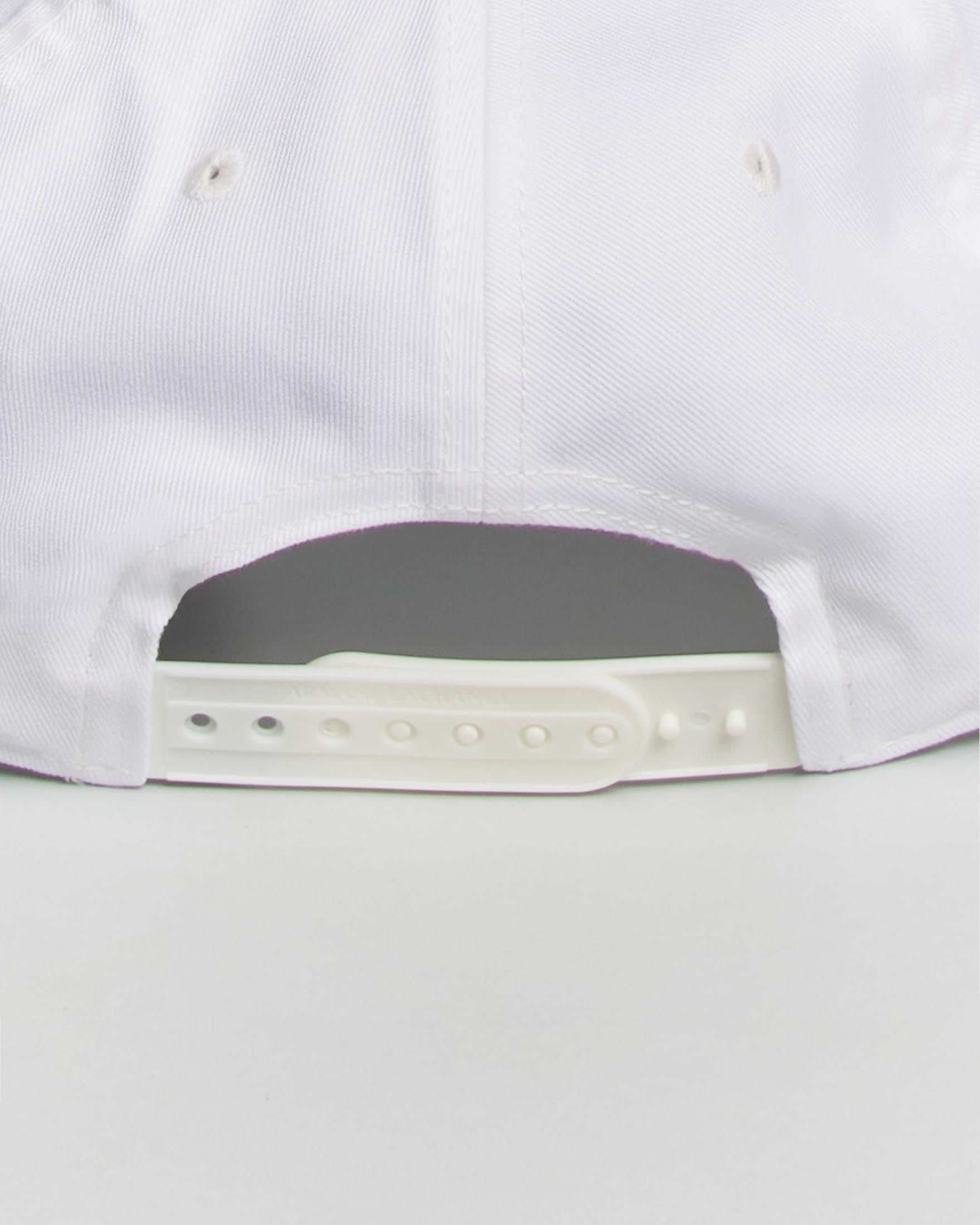 Berretto Armani Exchange bianco in cotone con ricamo logo frontale