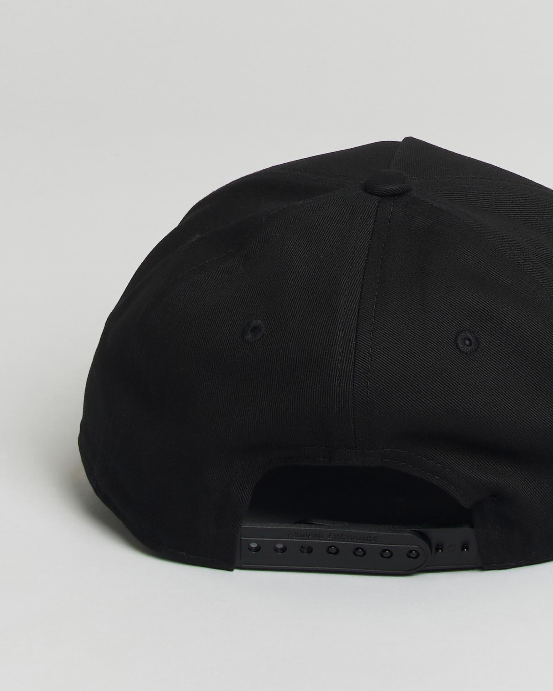 Berretto Armani Exchange nero in cotone con ricamo logo frontale