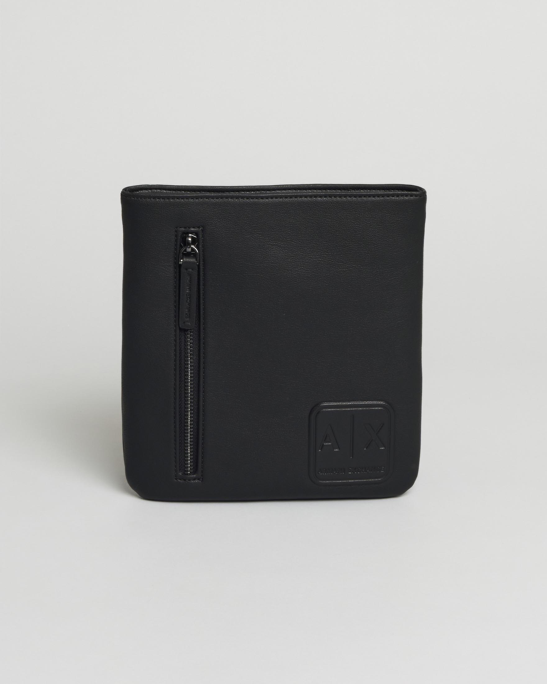 Borsa a tracolla Armani Exchange nera in similpelle con zip verticale