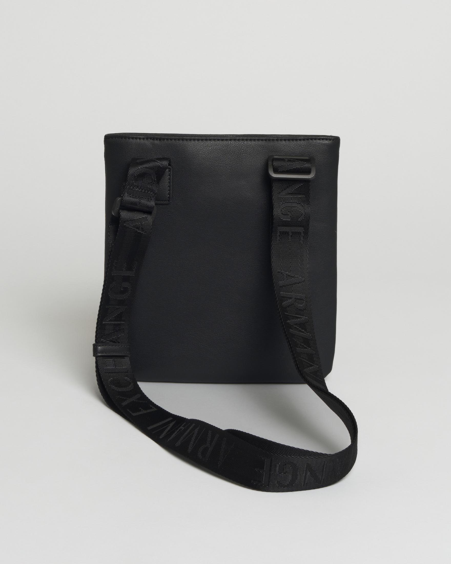 Borsa a tracolla Armani Exchange nera in similpelle con zip verticale
