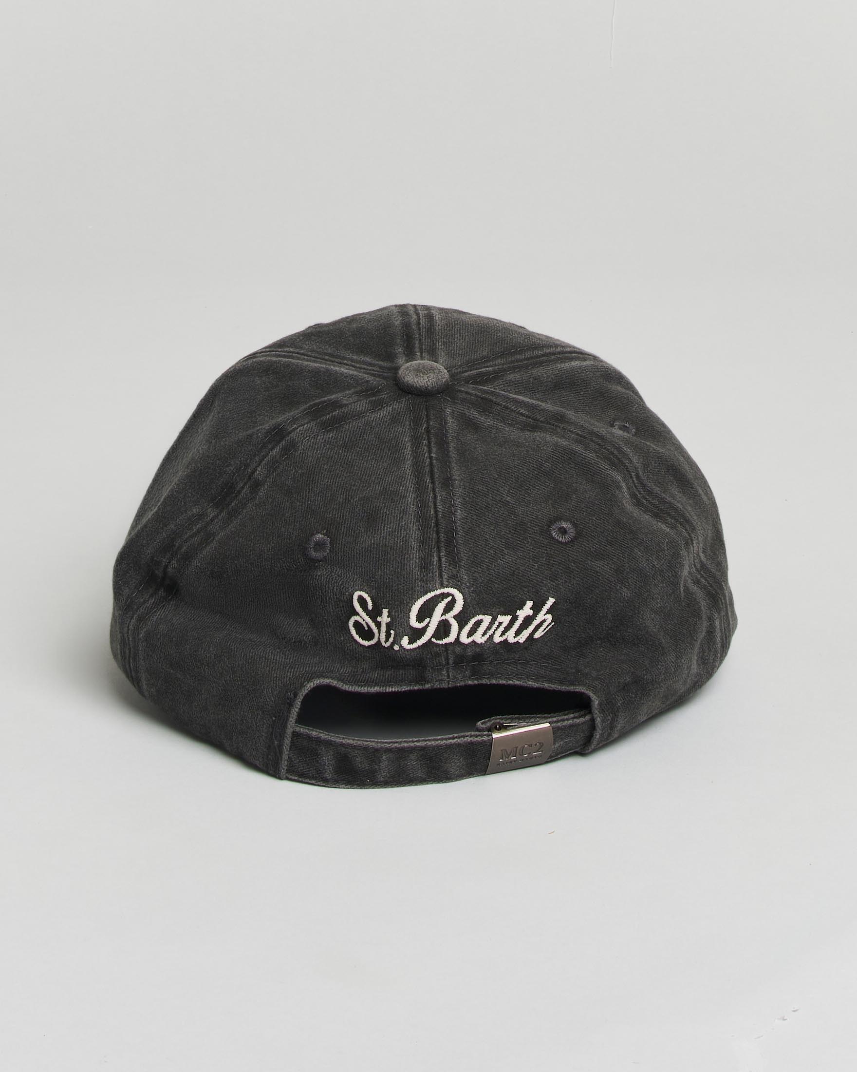 Berretto MC2 Saint Barth in denim nero con frontino e ricamo Business Glass