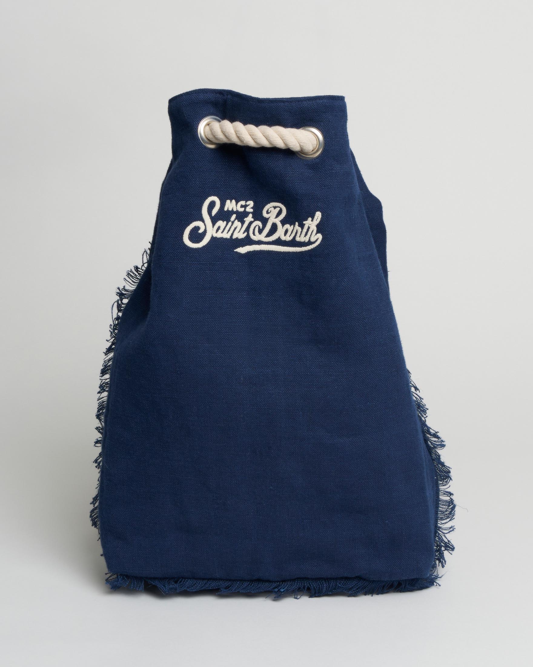 Zaino a sacca Boat blu in lino