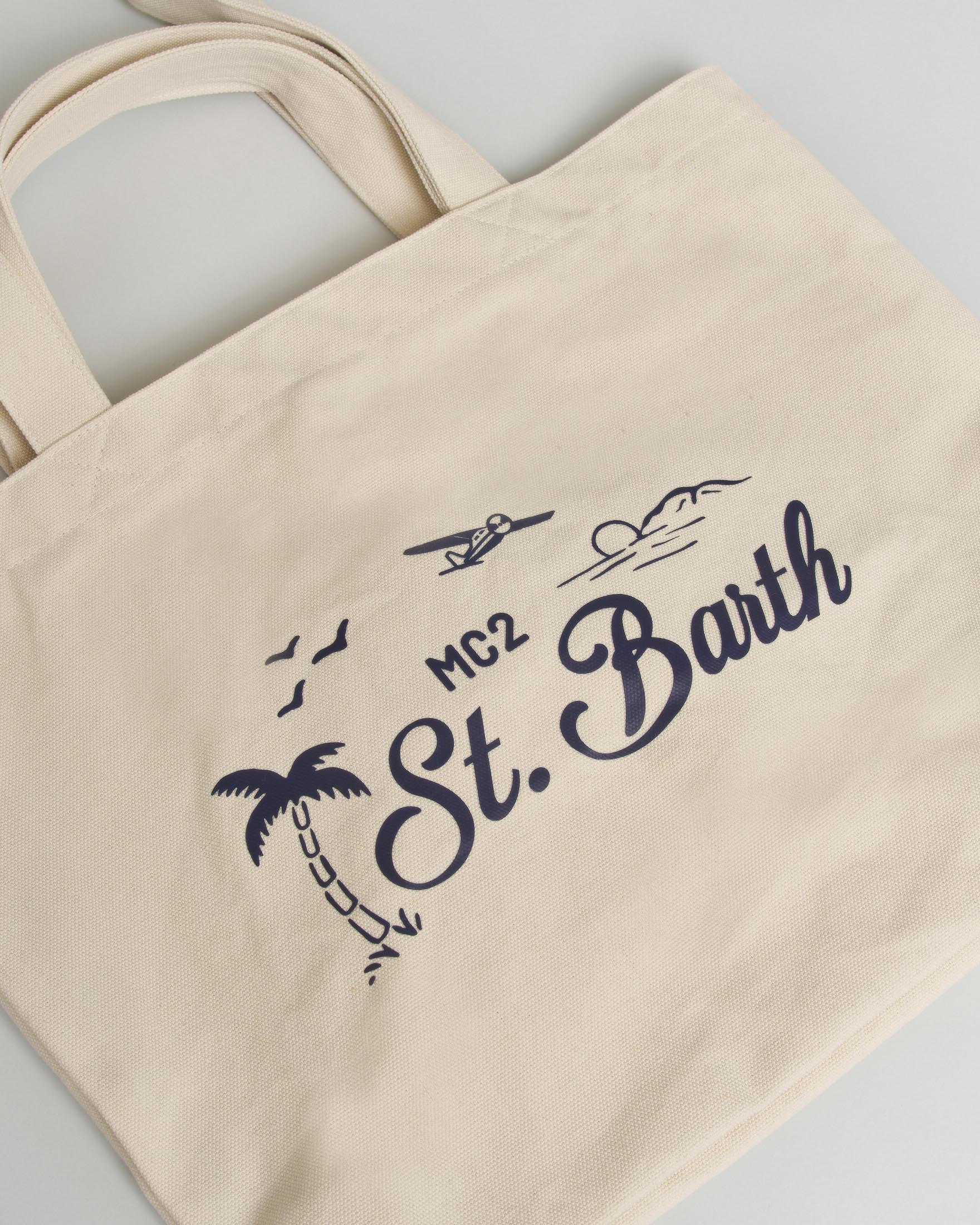 Shopping bag Tote Essential Beach MC2 Saint Barth panna in cotone