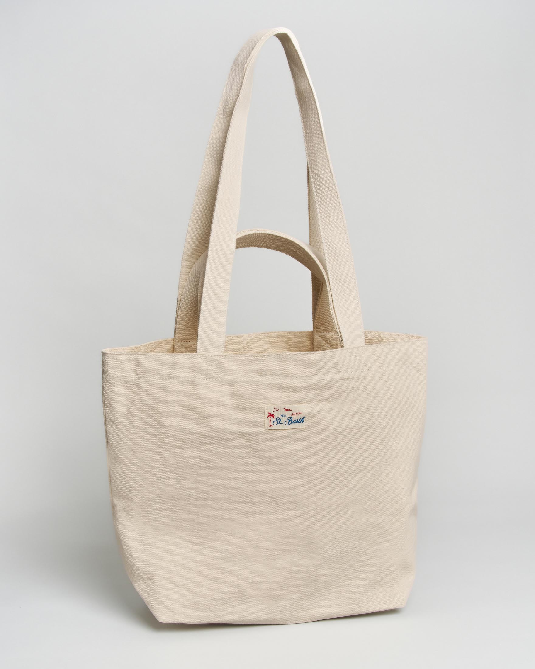 Shopping bag Tote Essential Beach MC2 Saint Barth panna in cotone