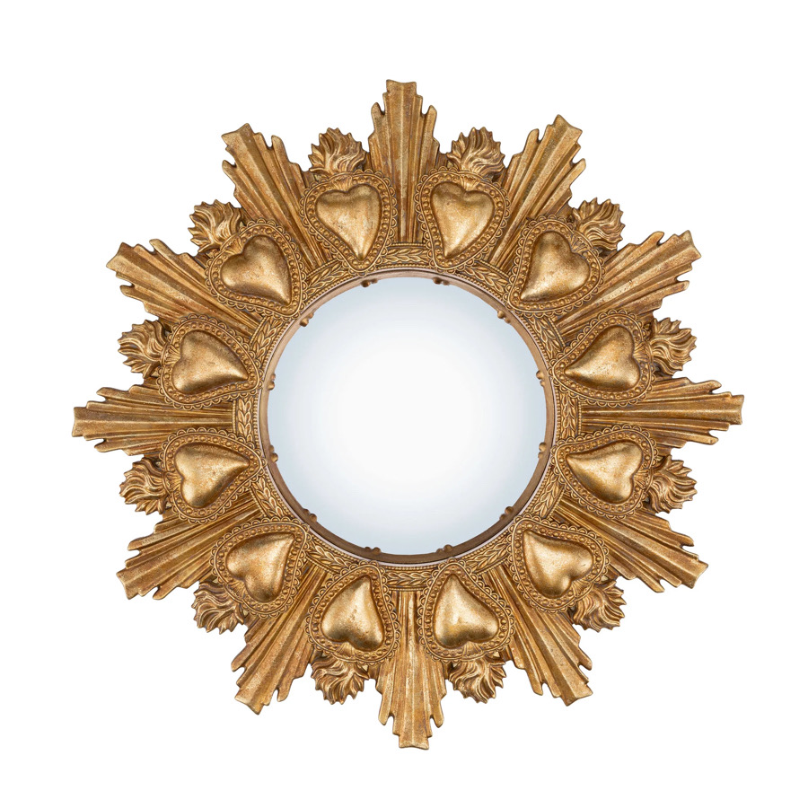 Specchio Tondo Convesso Reame Cuori Oro d.38
