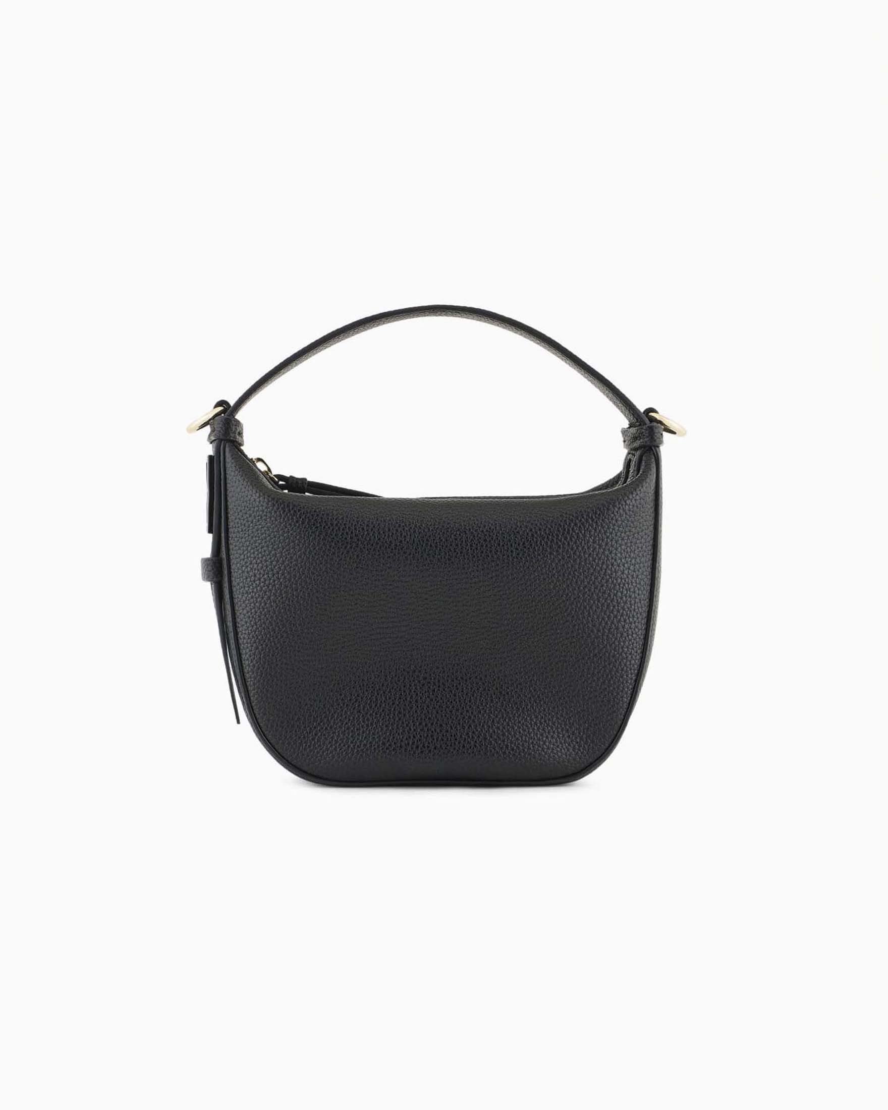 Borsa Hobo Armani Exchange nera piccola in similpelle effetto martellato