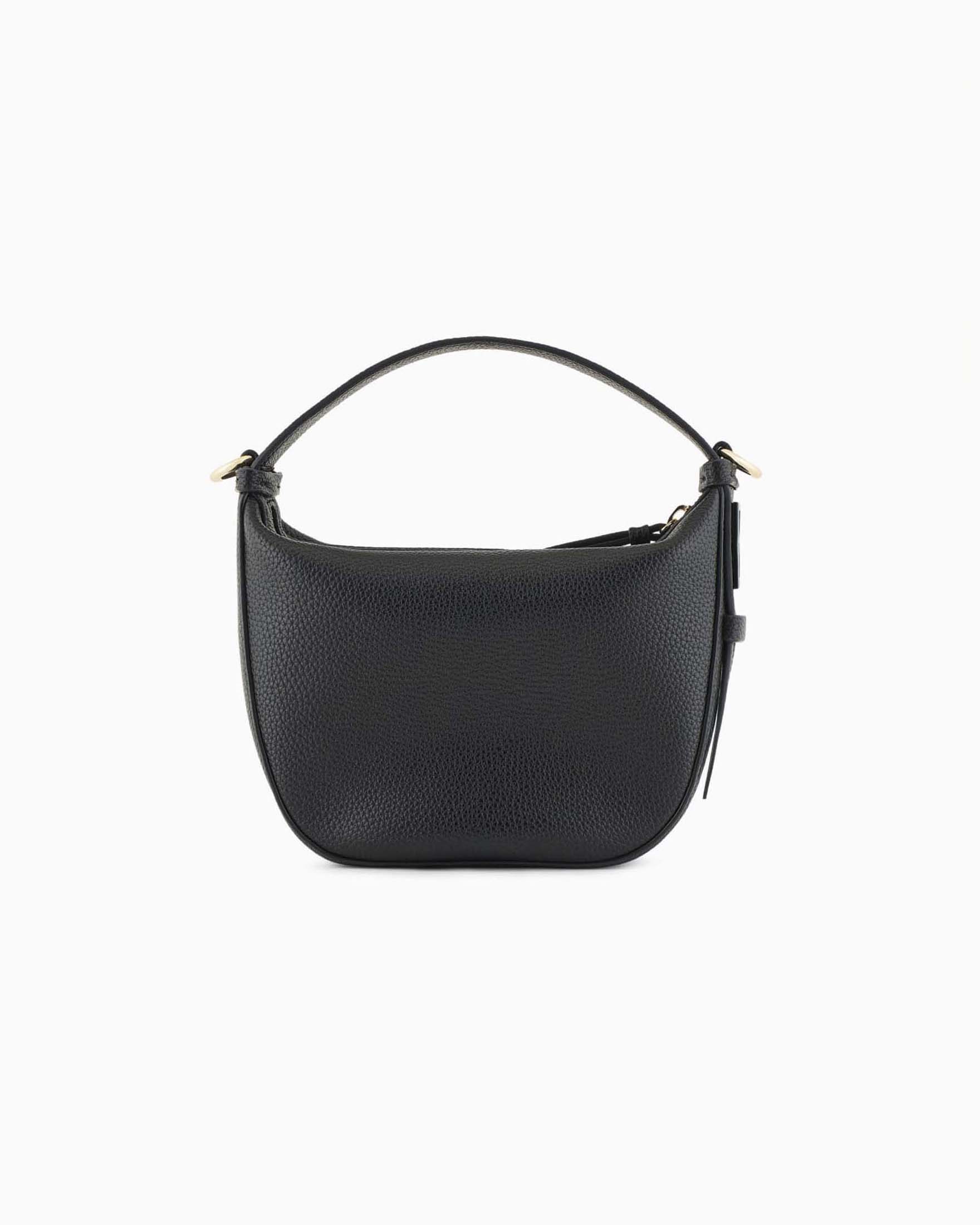 Borsa Hobo Armani Exchange nera piccola in similpelle effetto martellato