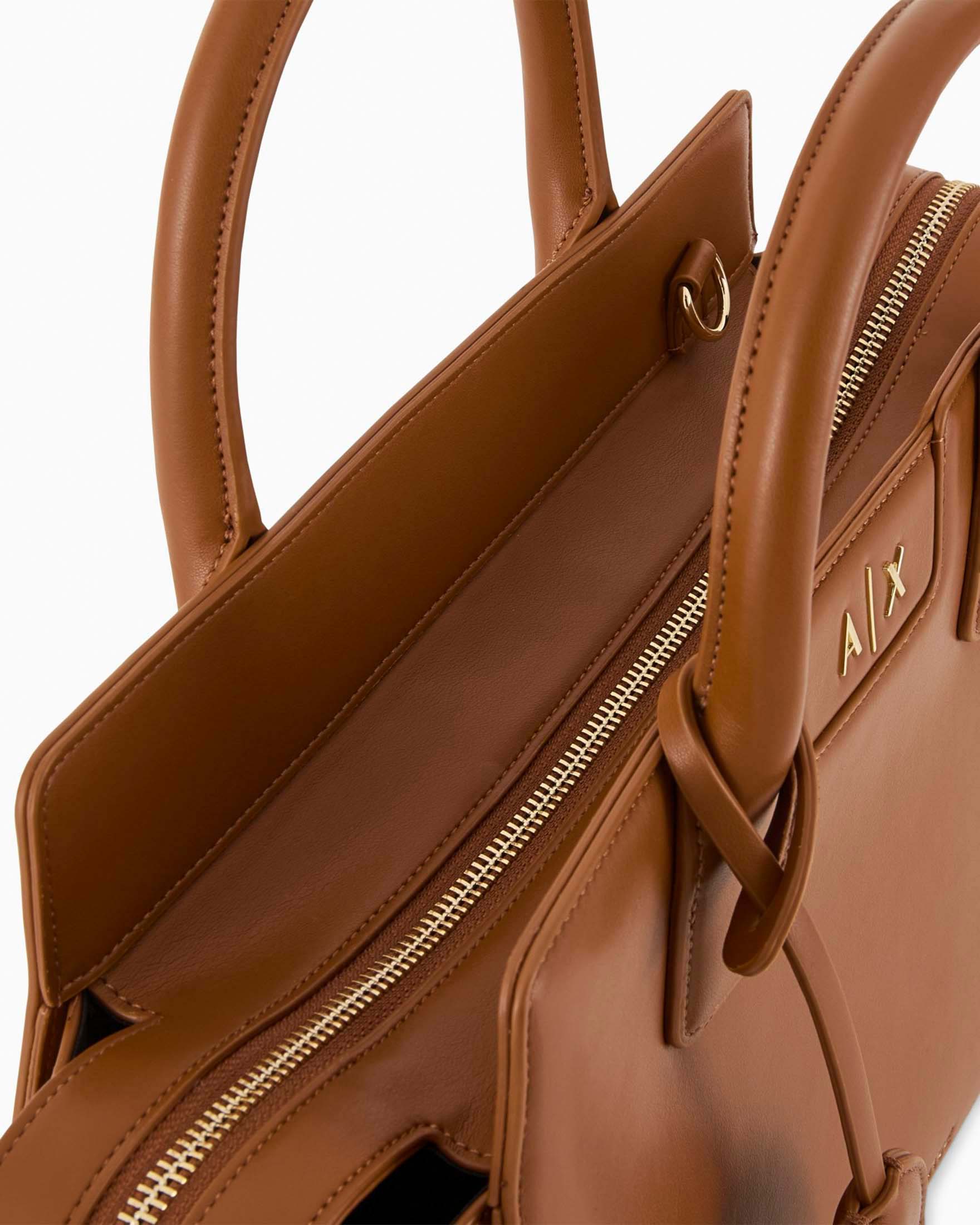 Borsa a mano Armani Exchange color cuoio a trapezio con tracolla removibile image