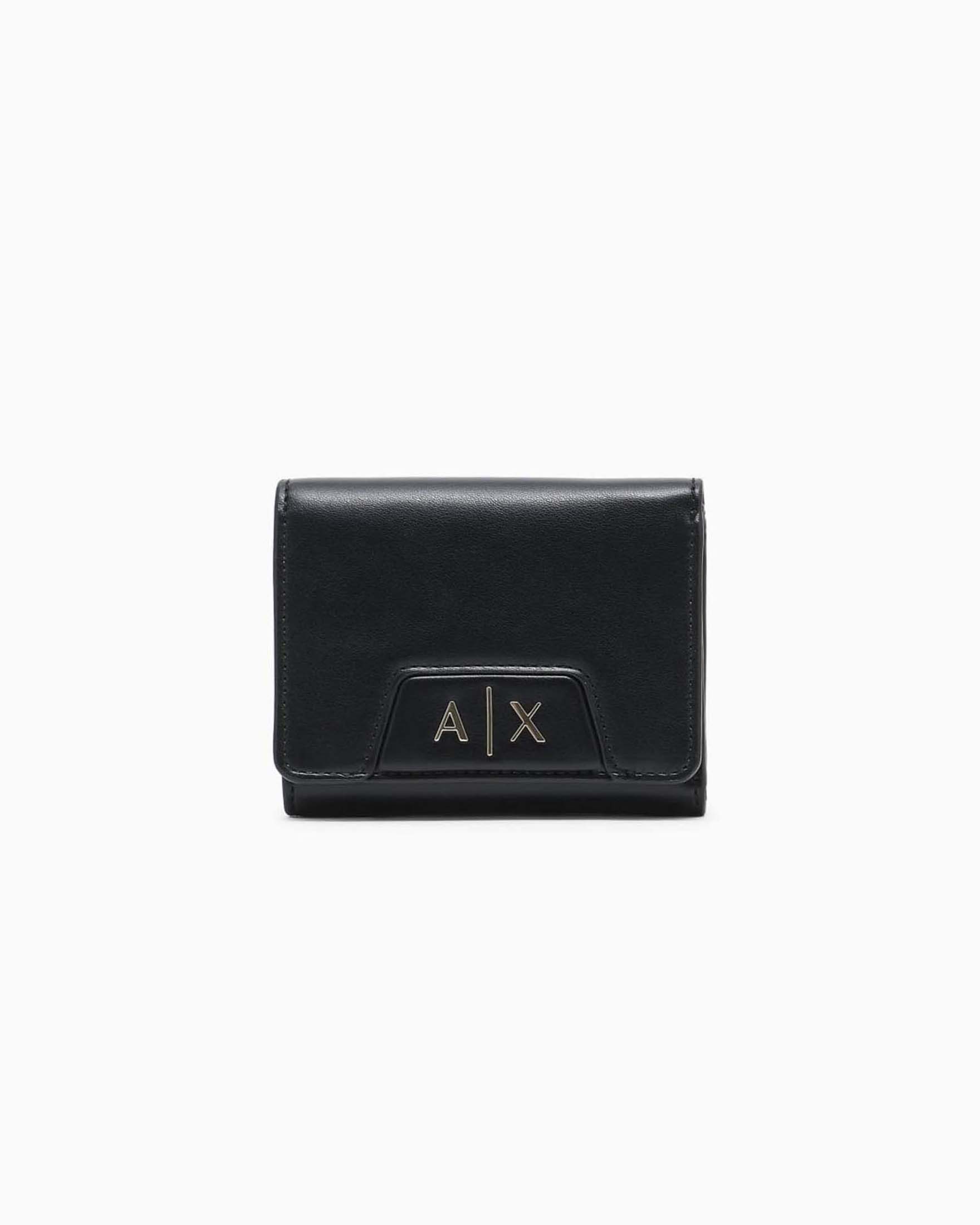 Portafoglio Bi-Fold compatto Exchange nero con logo frontale